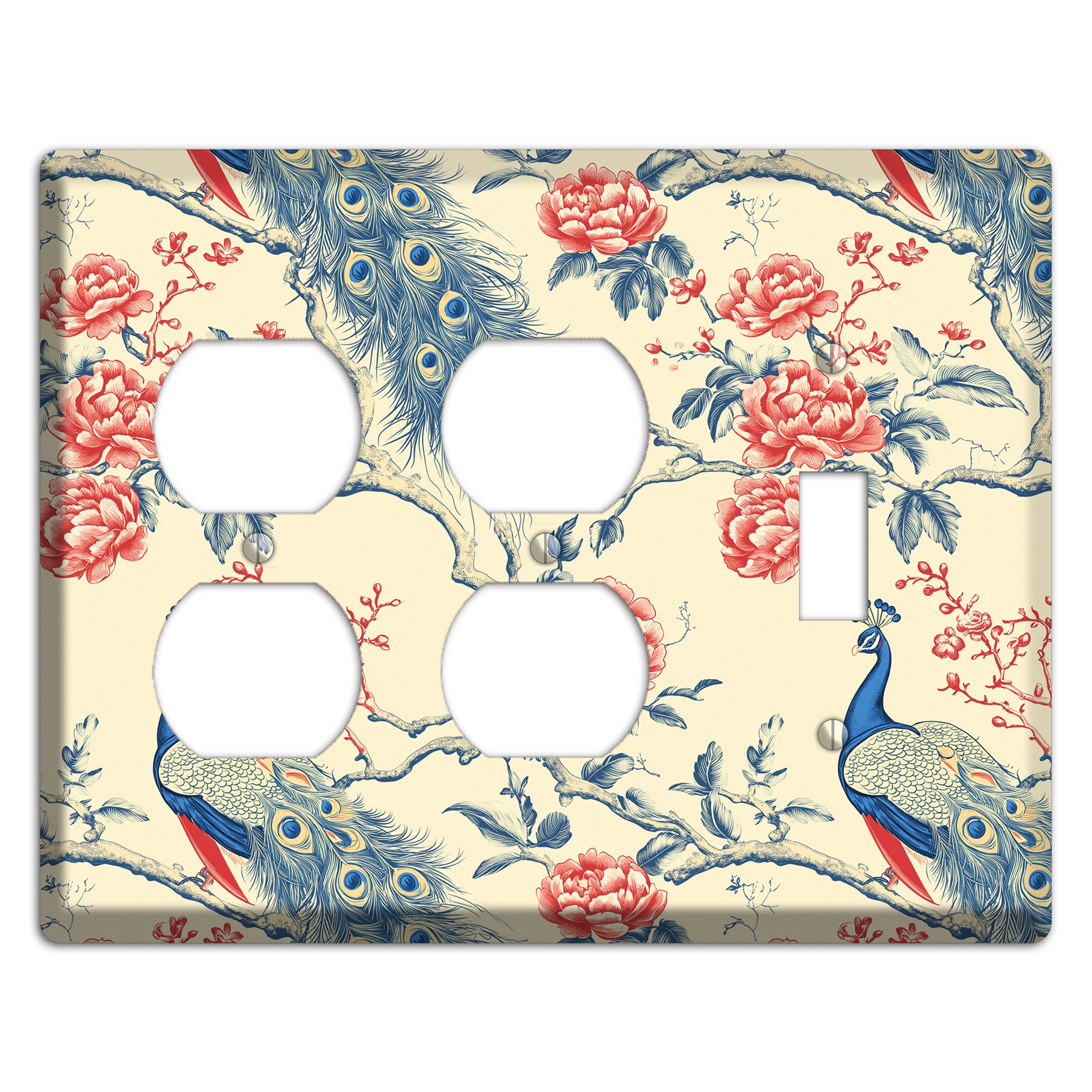 Peacock & Peony 2 Duplex / Toggle Wallplate