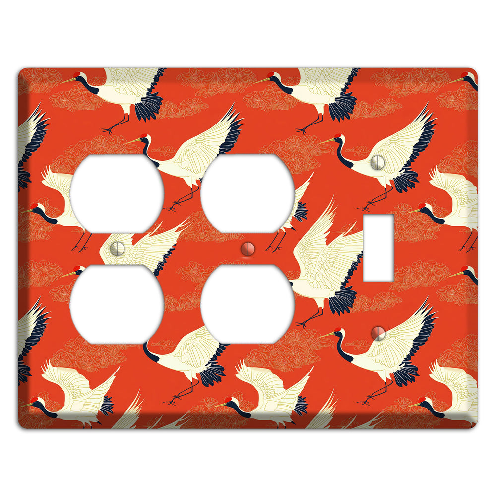Vermillion Crane Flight 2 Duplex / Toggle Wallplate