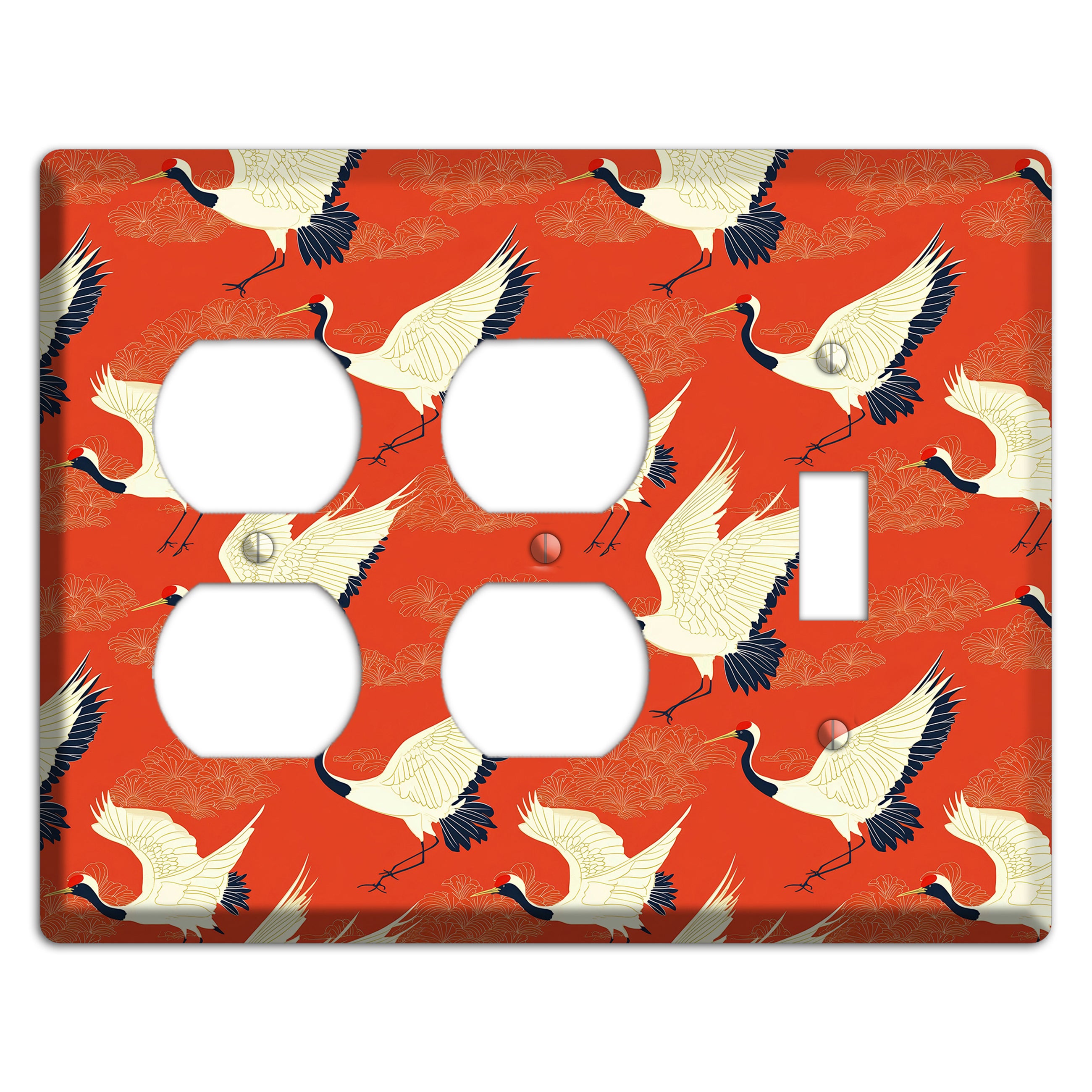 Vermillion Crane Flight 2 Duplex / Toggle Wallplate