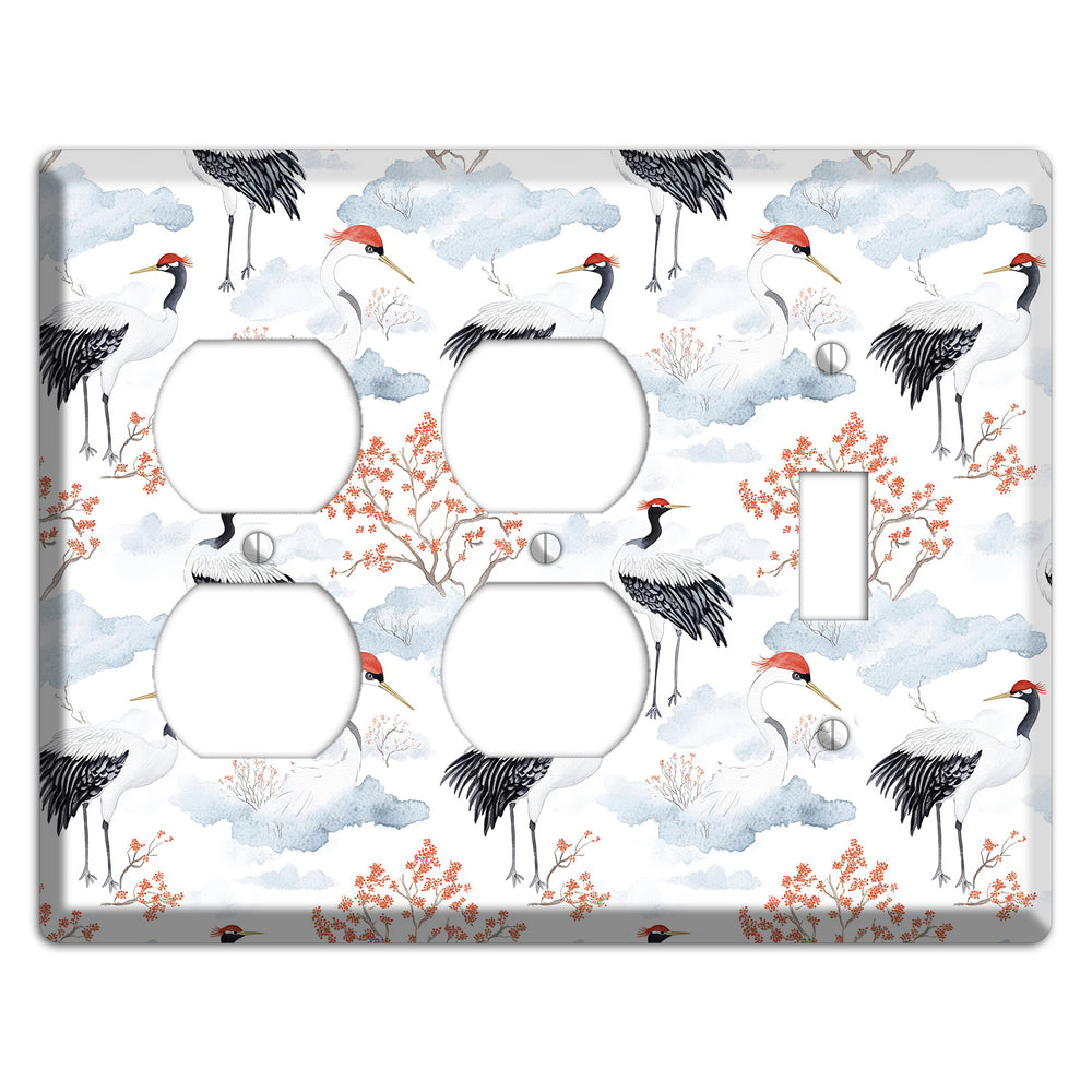 Crimson Crown Cranes 2 Duplex / Toggle Wallplate