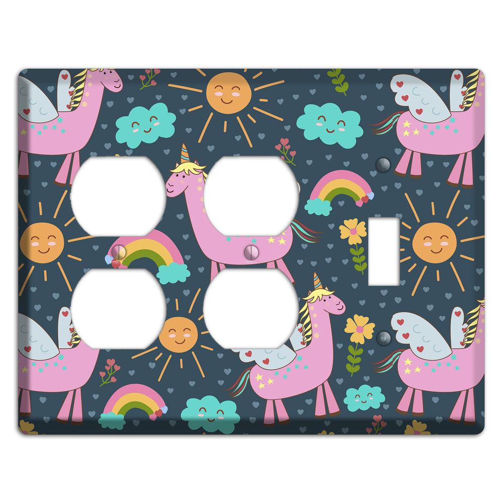 Magic Meadow (Navy) 2 Duplex / Toggle Wallplate