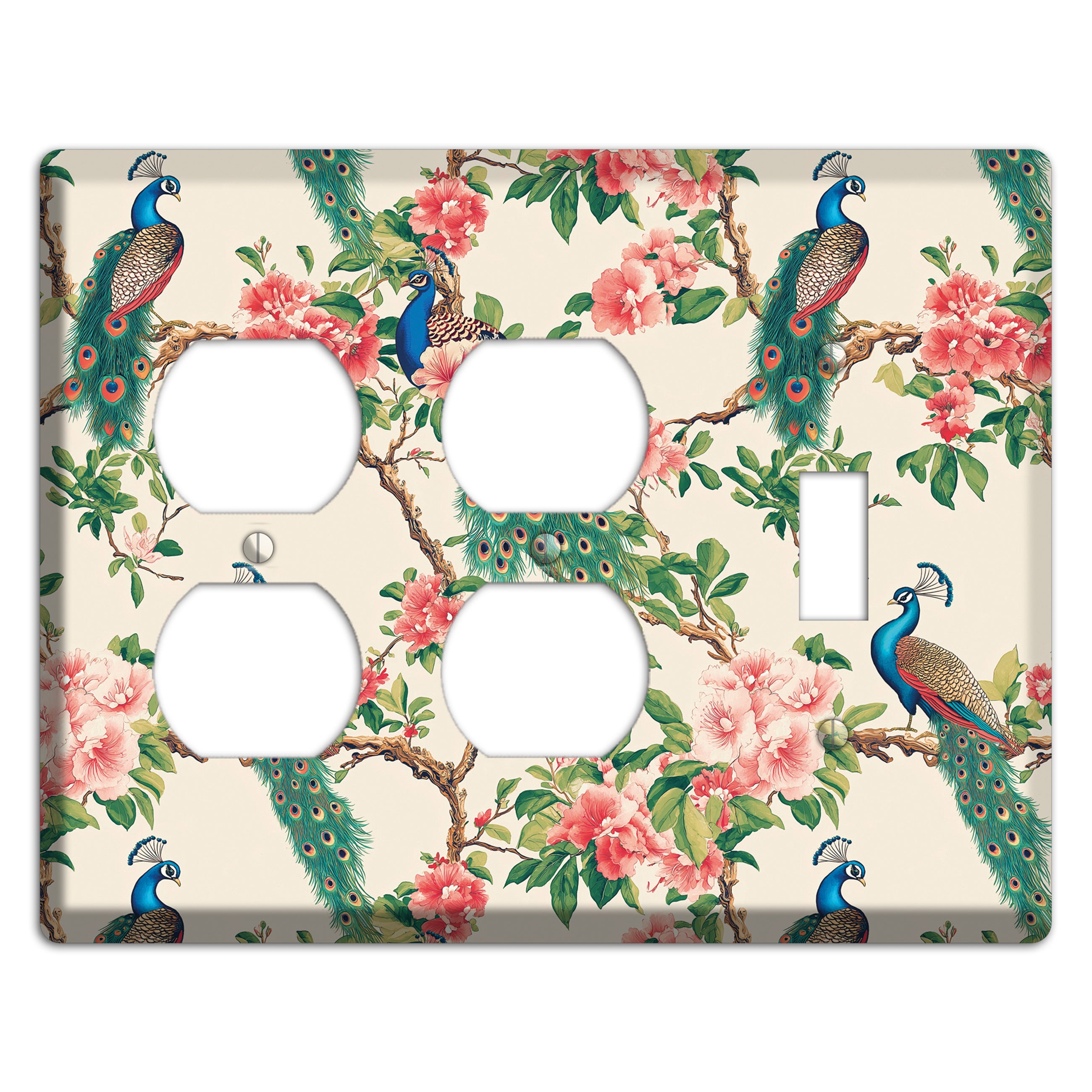 Peacock & Peony Court 2 Duplex / Toggle Wallplate