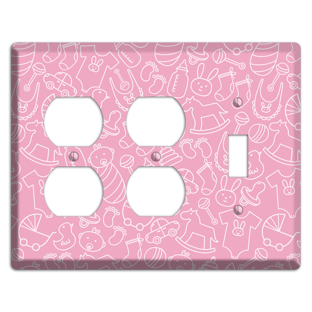 Line Art Baby Pink 2 Duplex / Toggle Wallplate