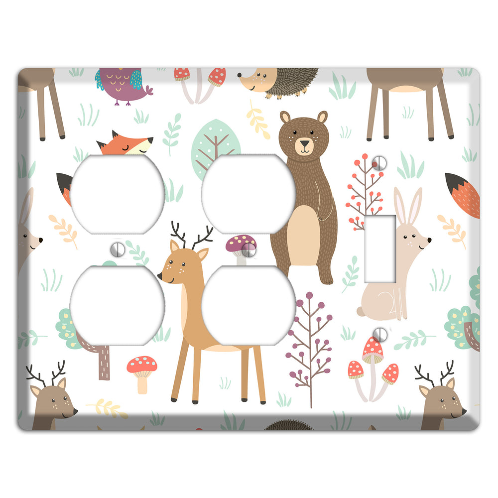 Woodland Friends (White) 2 Duplex / Toggle Wallplate