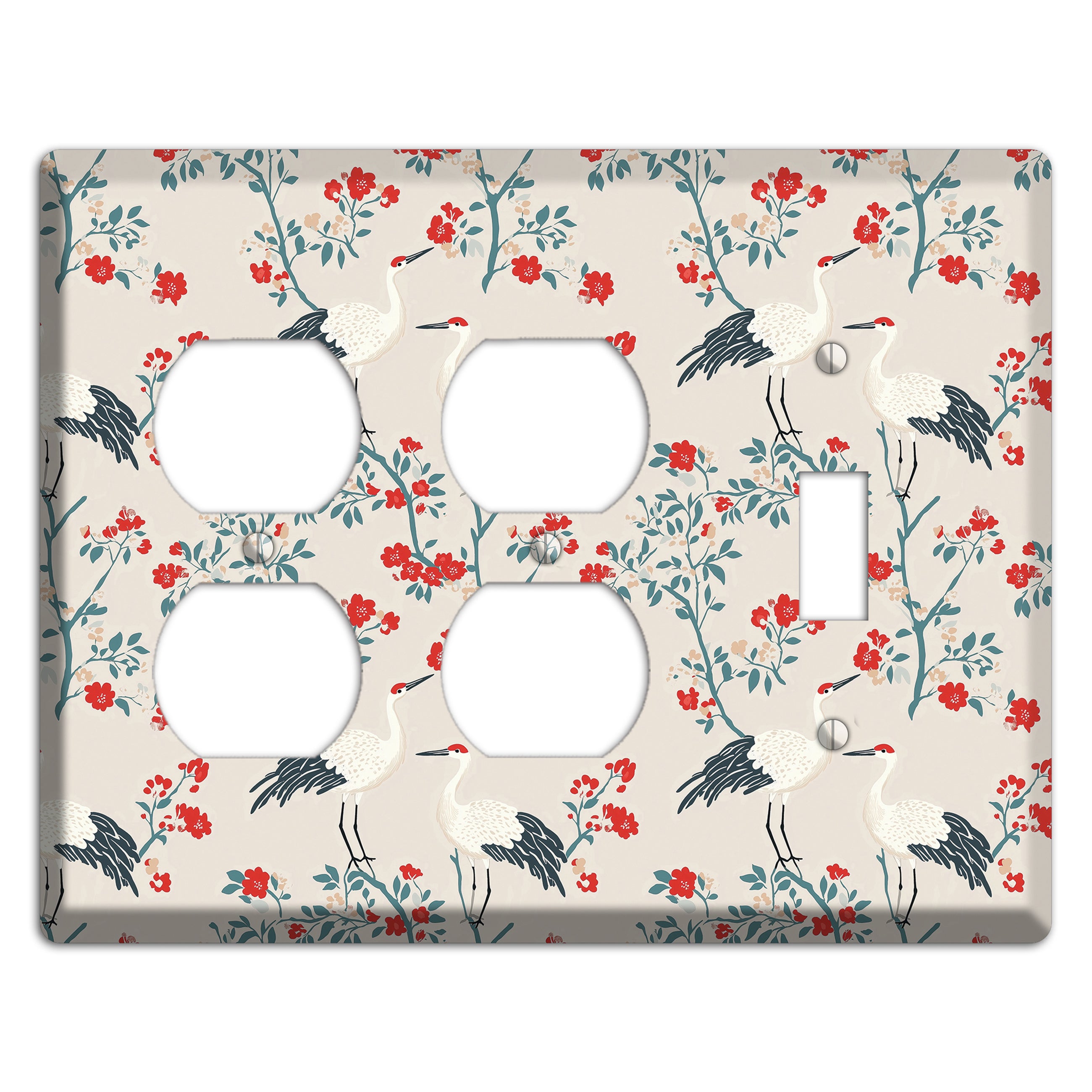 Ivory Blossom Vigil 2 Duplex / Toggle Wallplate