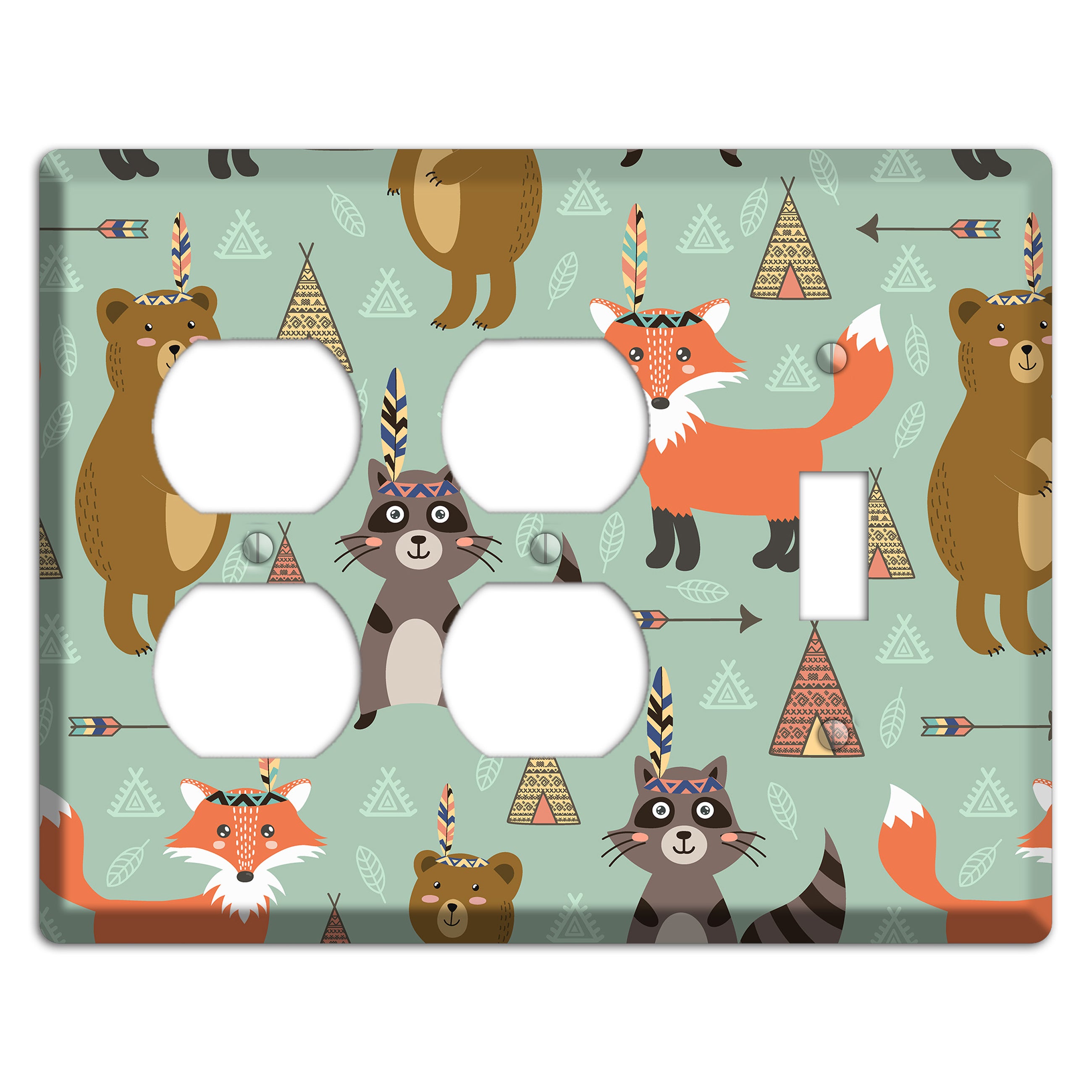 Tribal Woodland Camp 2 Duplex / Toggle Wallplate