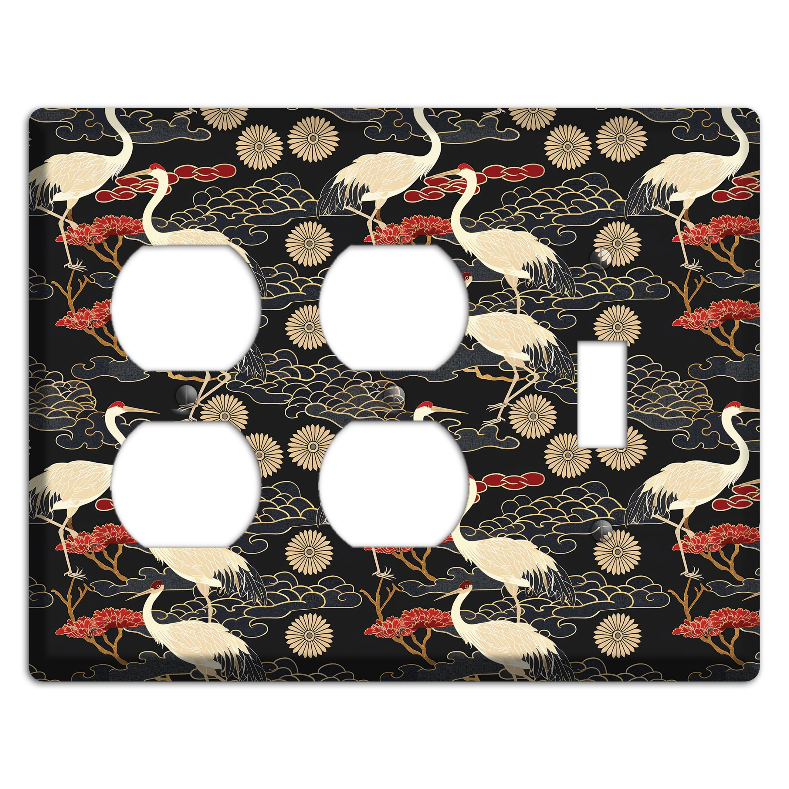 Obsidian Crane Procession 2 Duplex / Toggle Wallplate