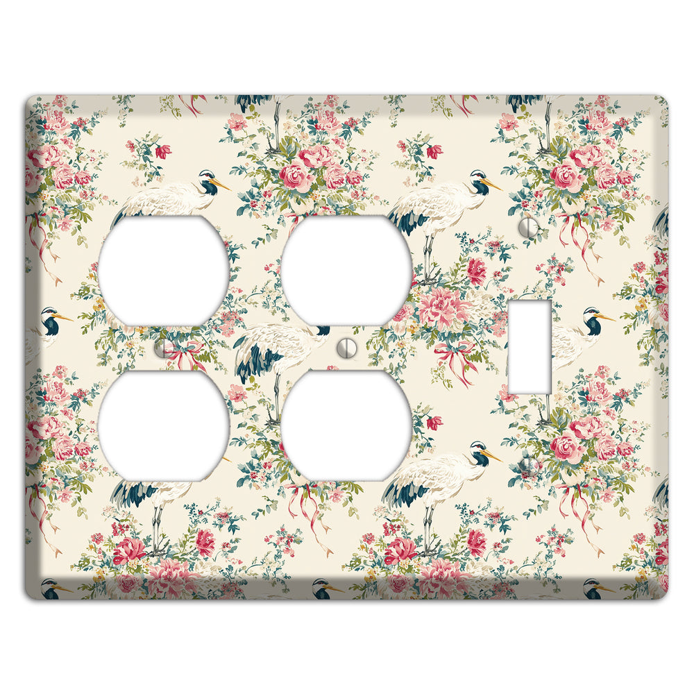Blossom & Crane 2 Duplex / Toggle Wallplate