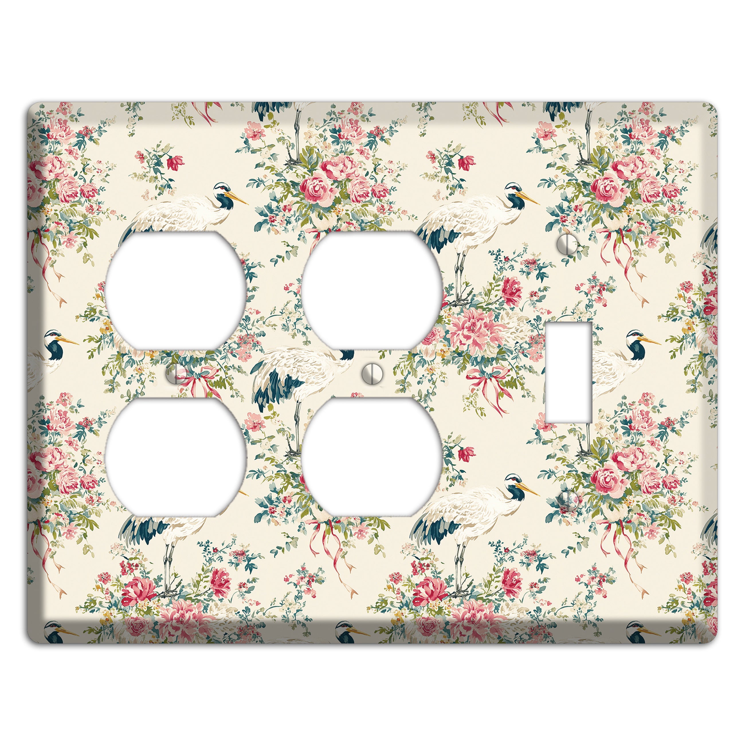 Blossom & Crane 2 Duplex / Toggle Wallplate