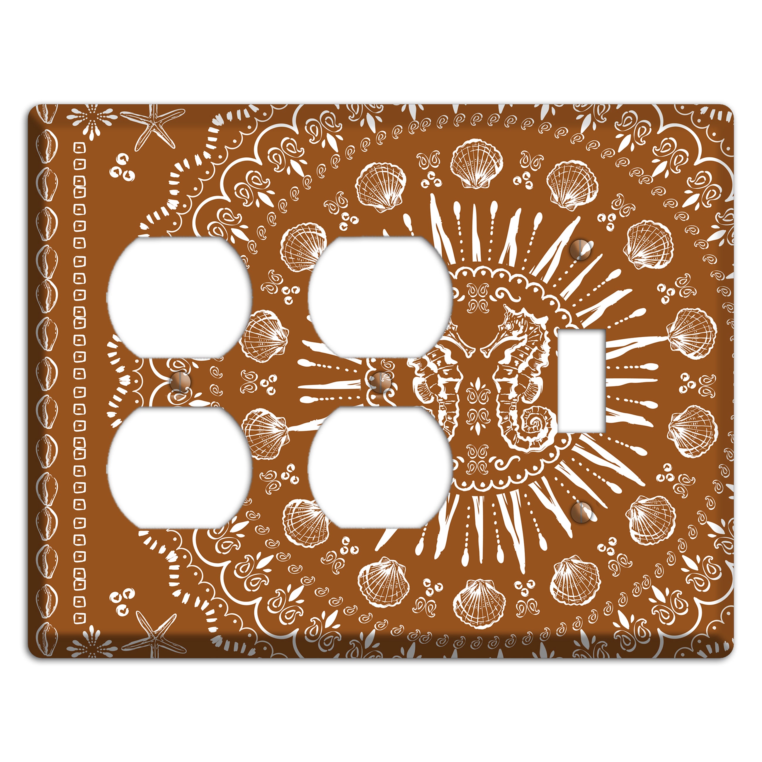 Russet Seahorse Mandala 2 Duplex / Toggle Wallplate