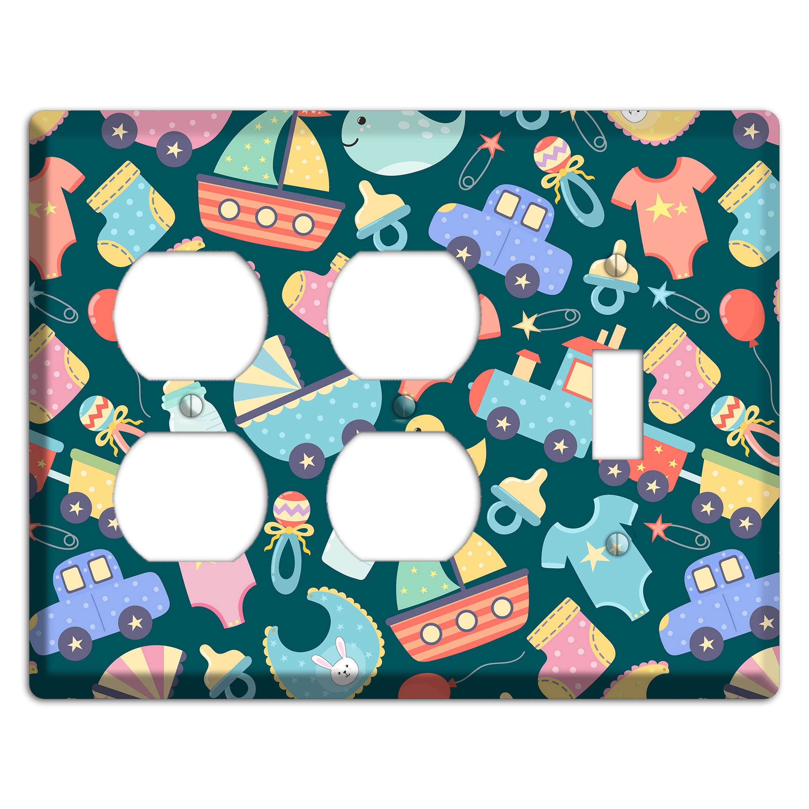 Baby Parade (Teal) 2 Duplex / Toggle Wallplate