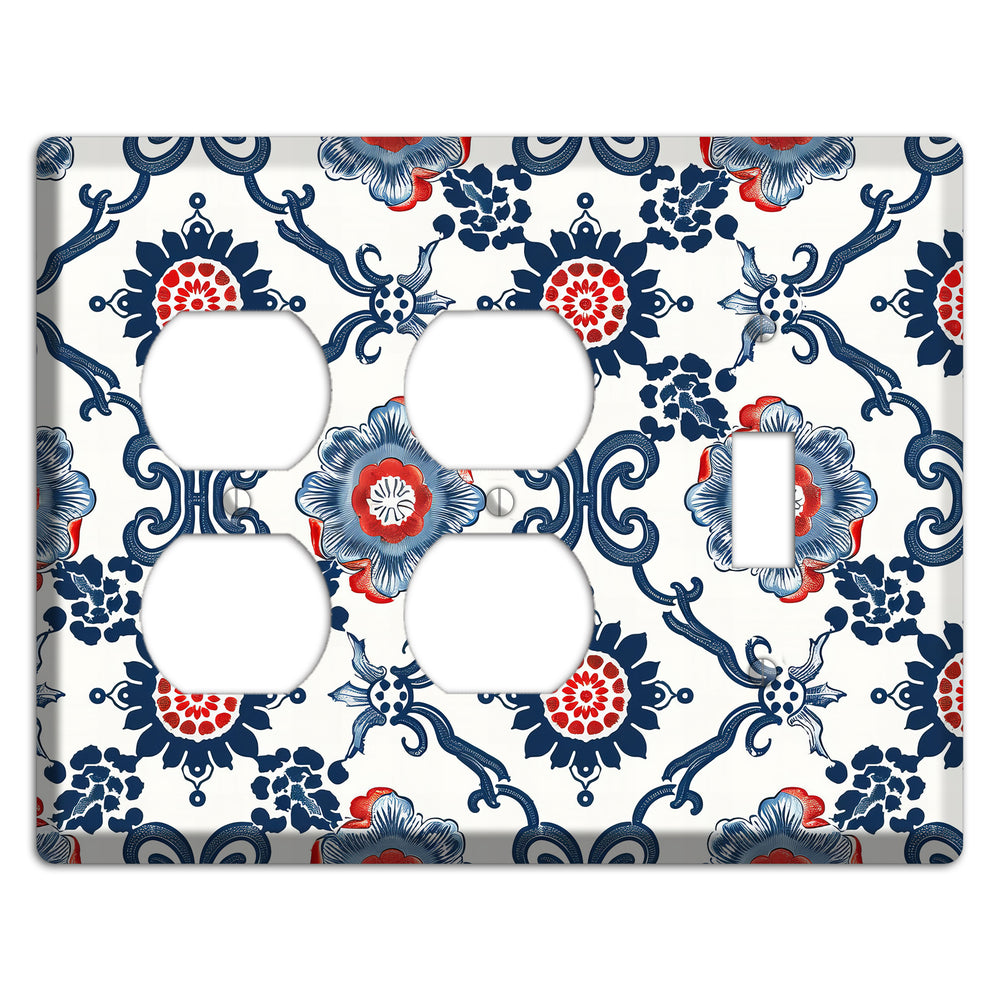 Indigo Court Florals 2 Duplex / Toggle Wallplate