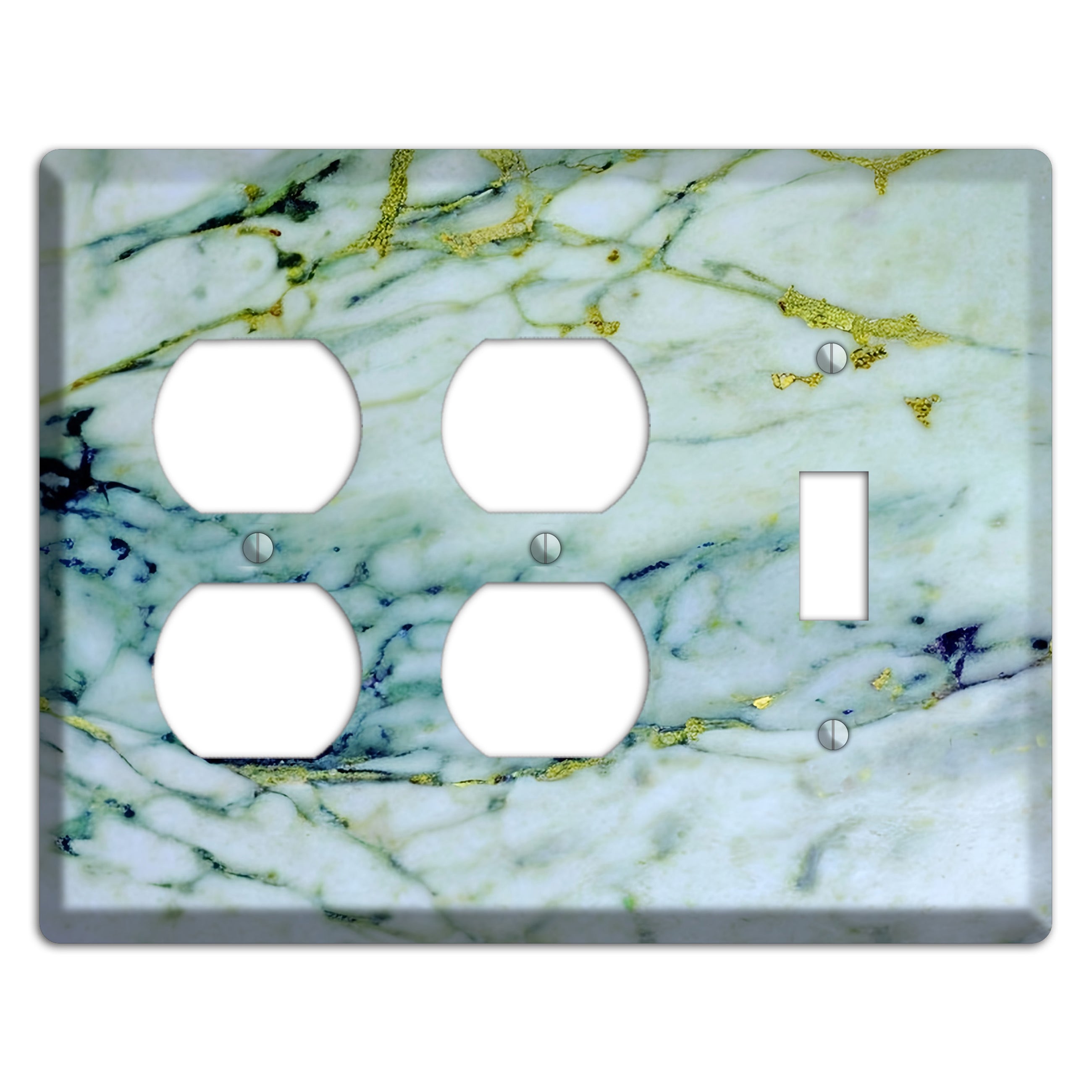 White, Green and Blue Marble 2 Duplex / Toggle Wallplate