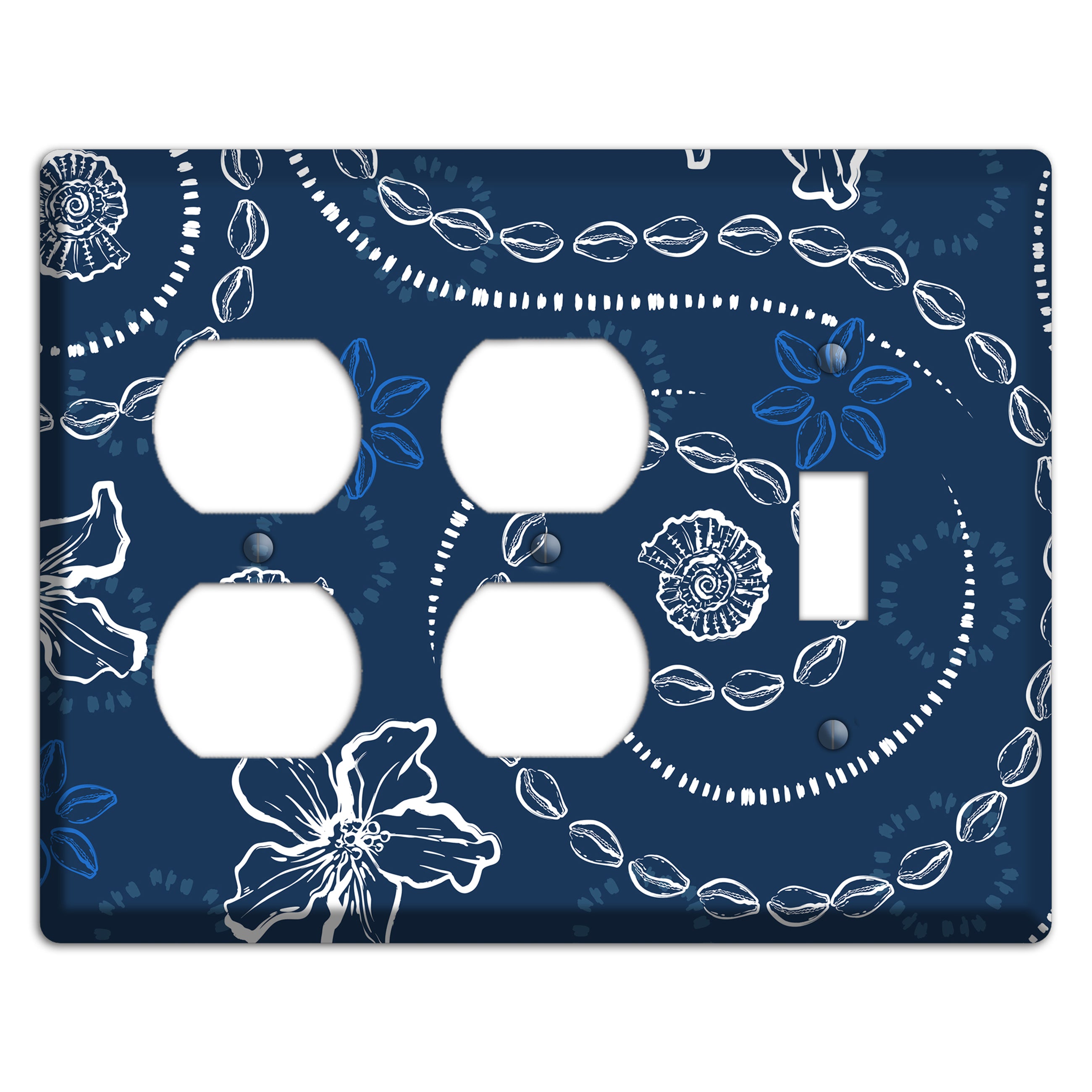 Indigo Cowrie Spiral 2 Duplex / Toggle Wallplate
