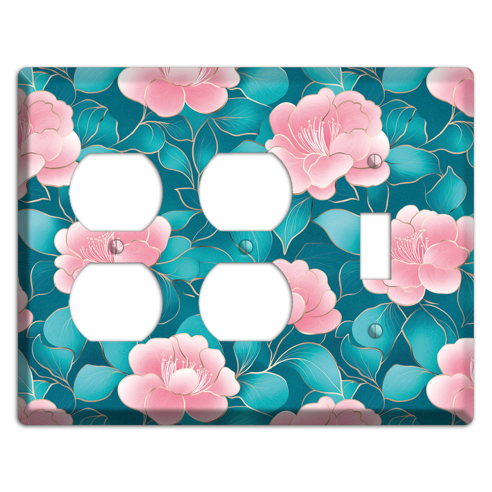 Teal Camellia Bloom 2 Duplex / Toggle Wallplate