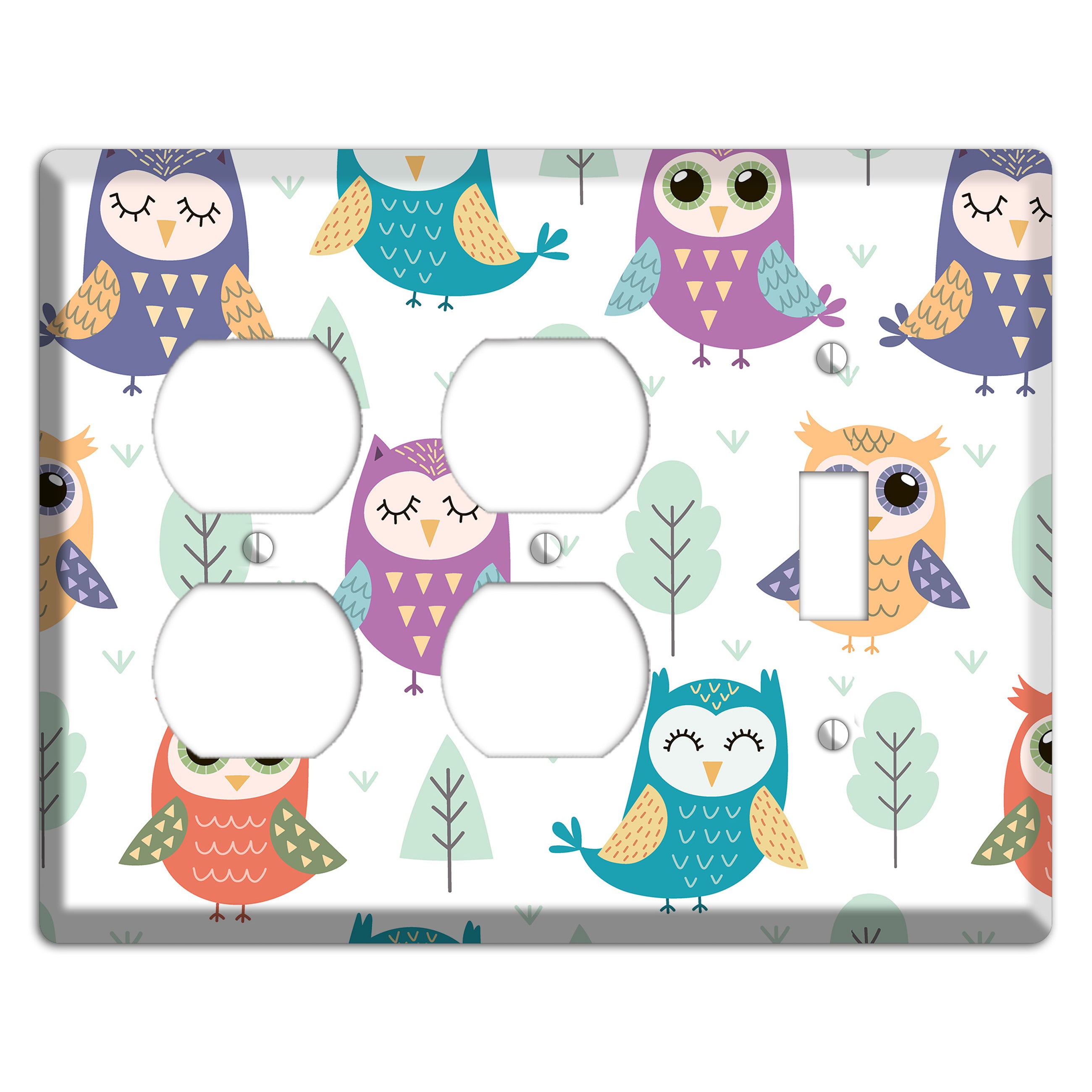 Dreamy Owls (White) 2 Duplex / Toggle Wallplate
