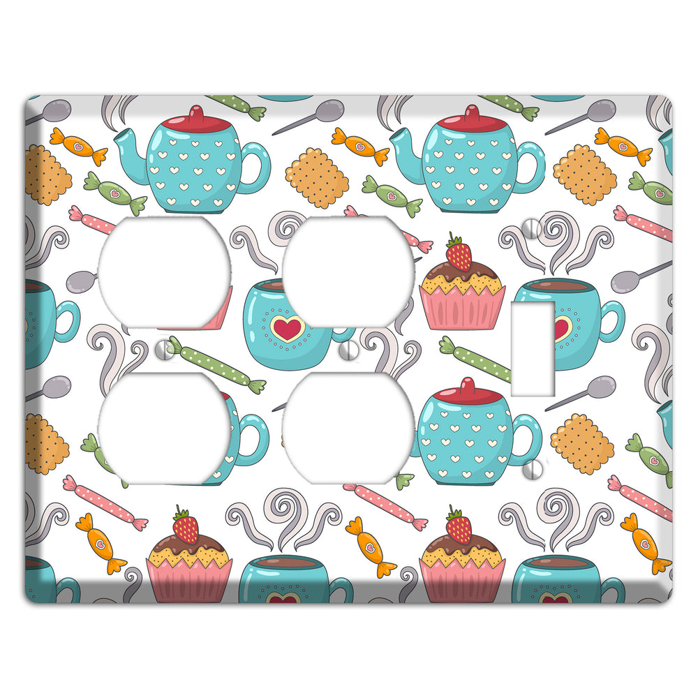 Sweet Tea Party (White) 2 Duplex / Toggle Wallplate