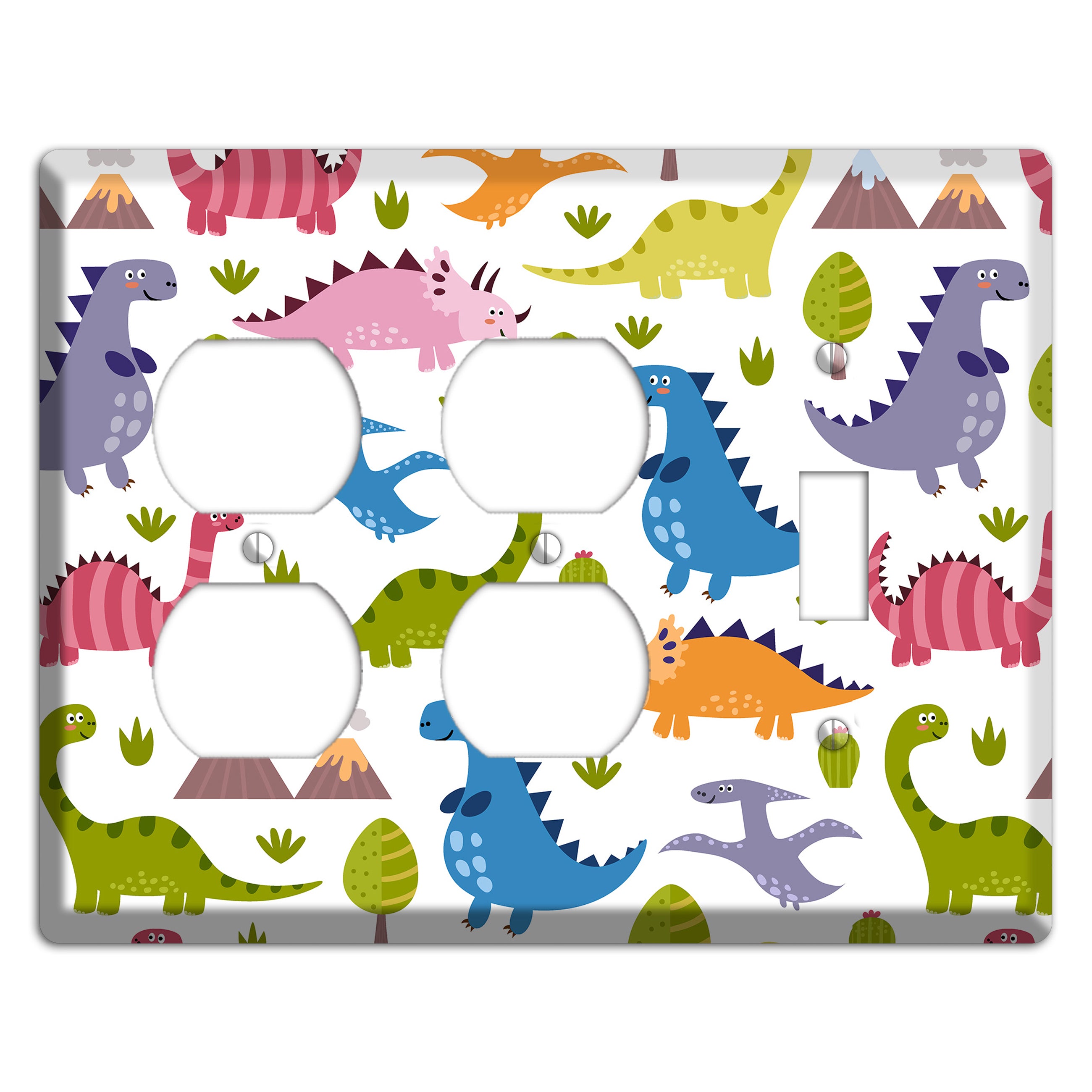 Dino Friends (Bright) 2 Duplex / Toggle Wallplate