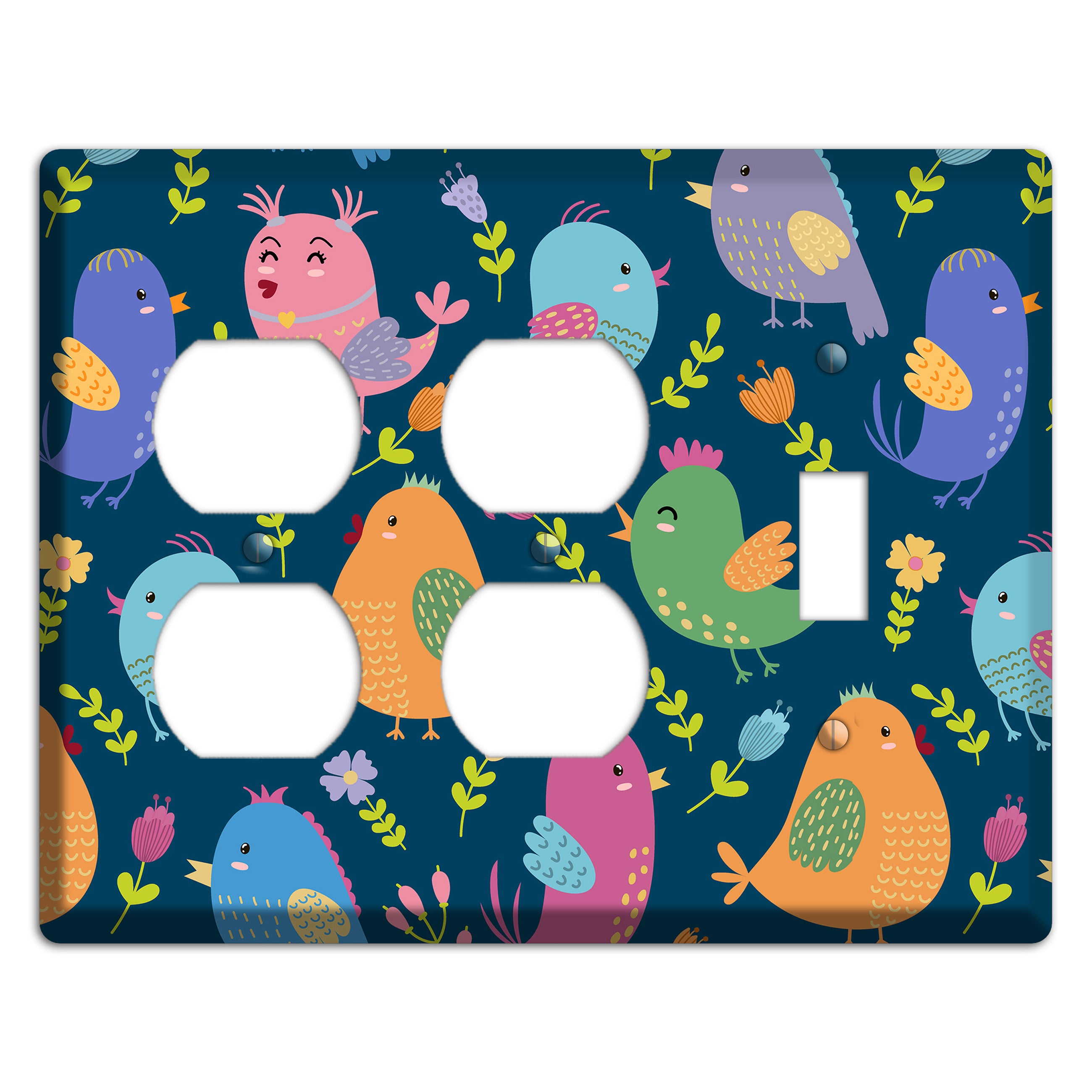 Jungle Chorus (Navy) 2 Duplex / Toggle Wallplate