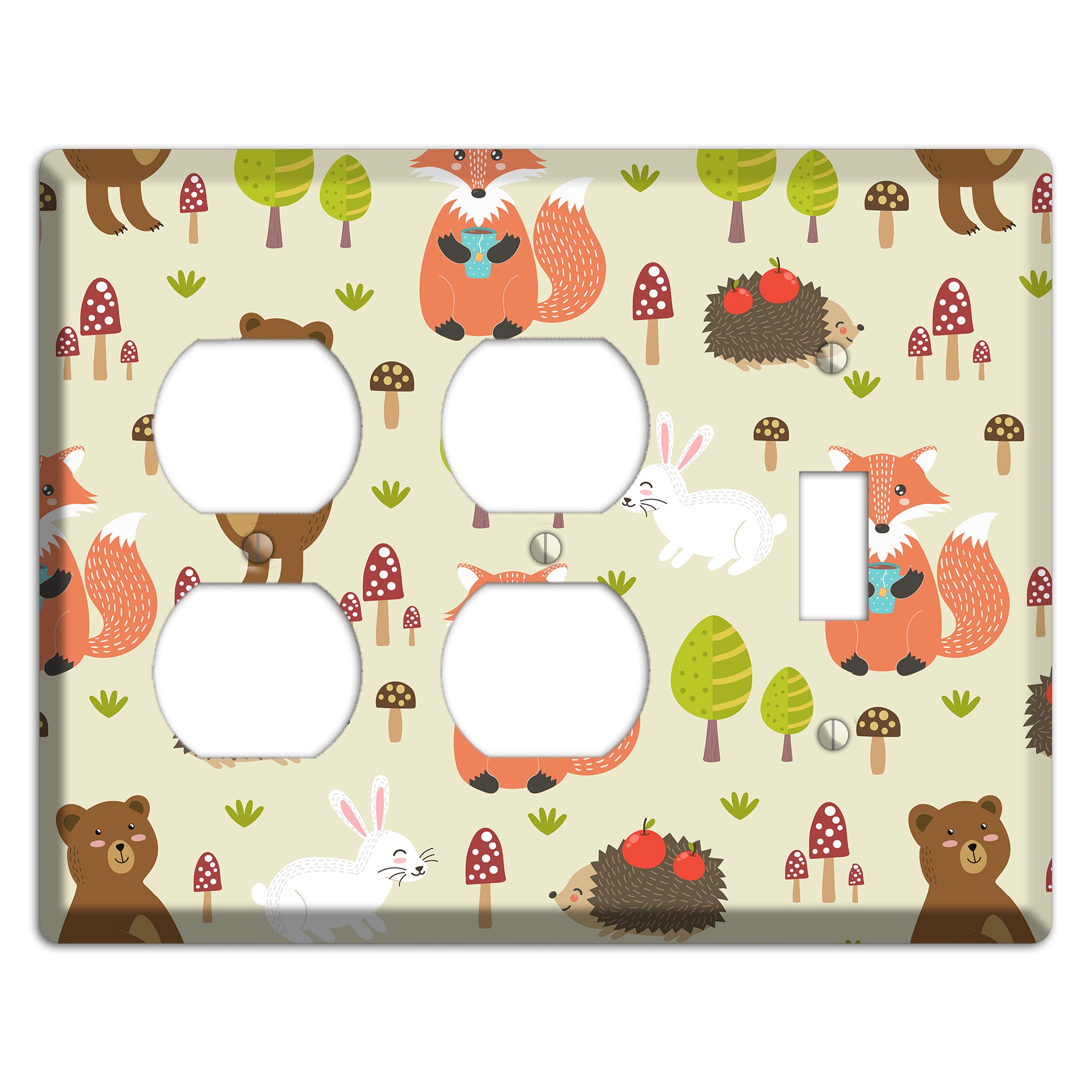 Forest Critters (Beige) 2 Duplex / Toggle Wallplate