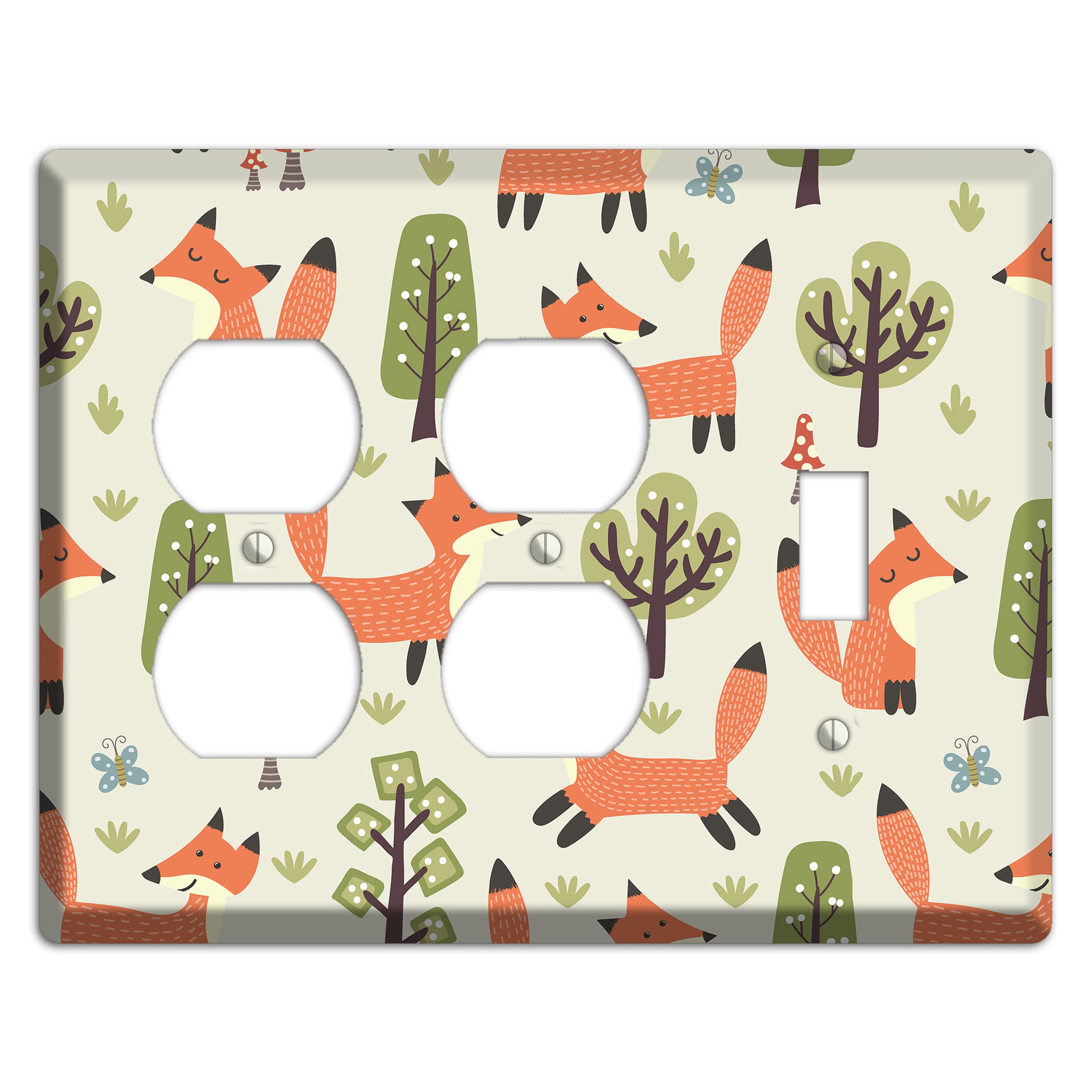 Fox & Forest (Olive) 2 Duplex / Toggle Wallplate