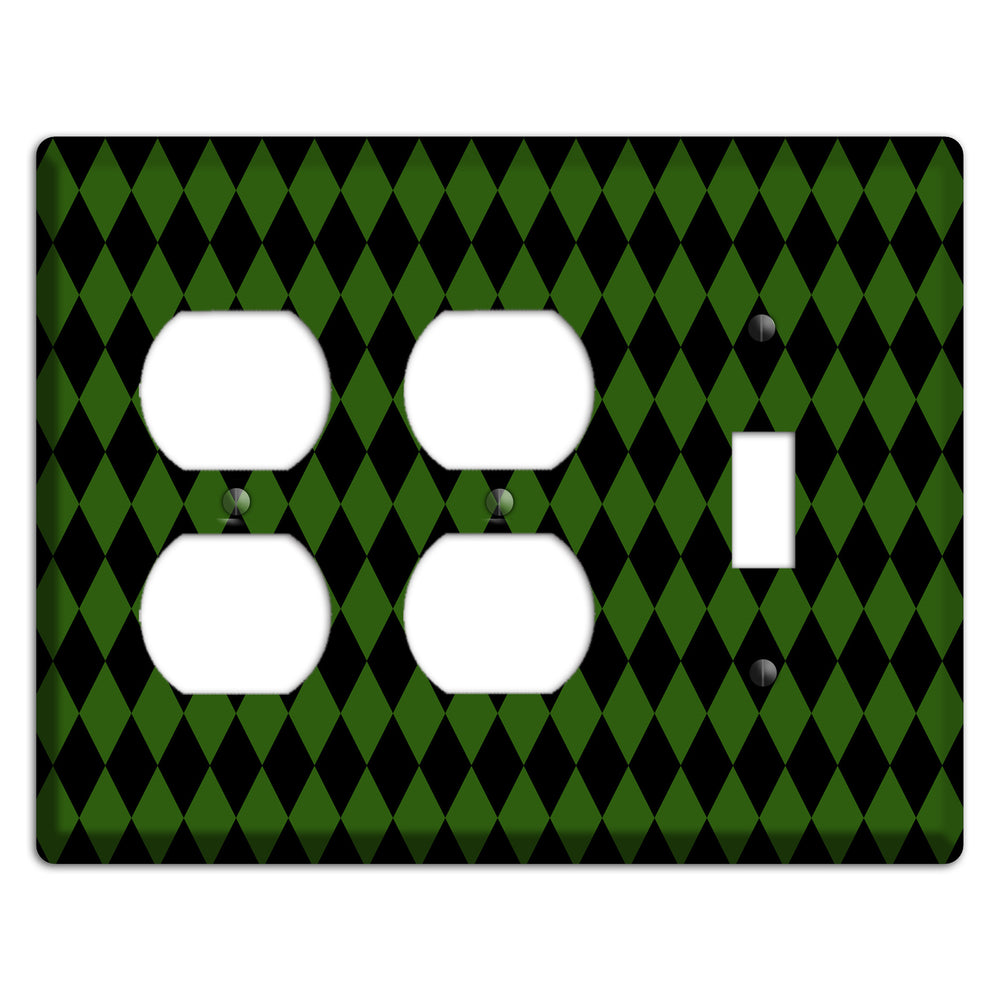 Jester's Diamonds: Green 2 Duplex / Toggle Wallplate