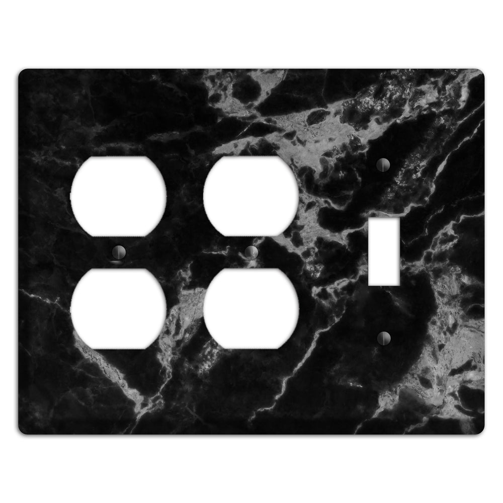 Black and Silver Marble 2 Duplex / Toggle Wallplate