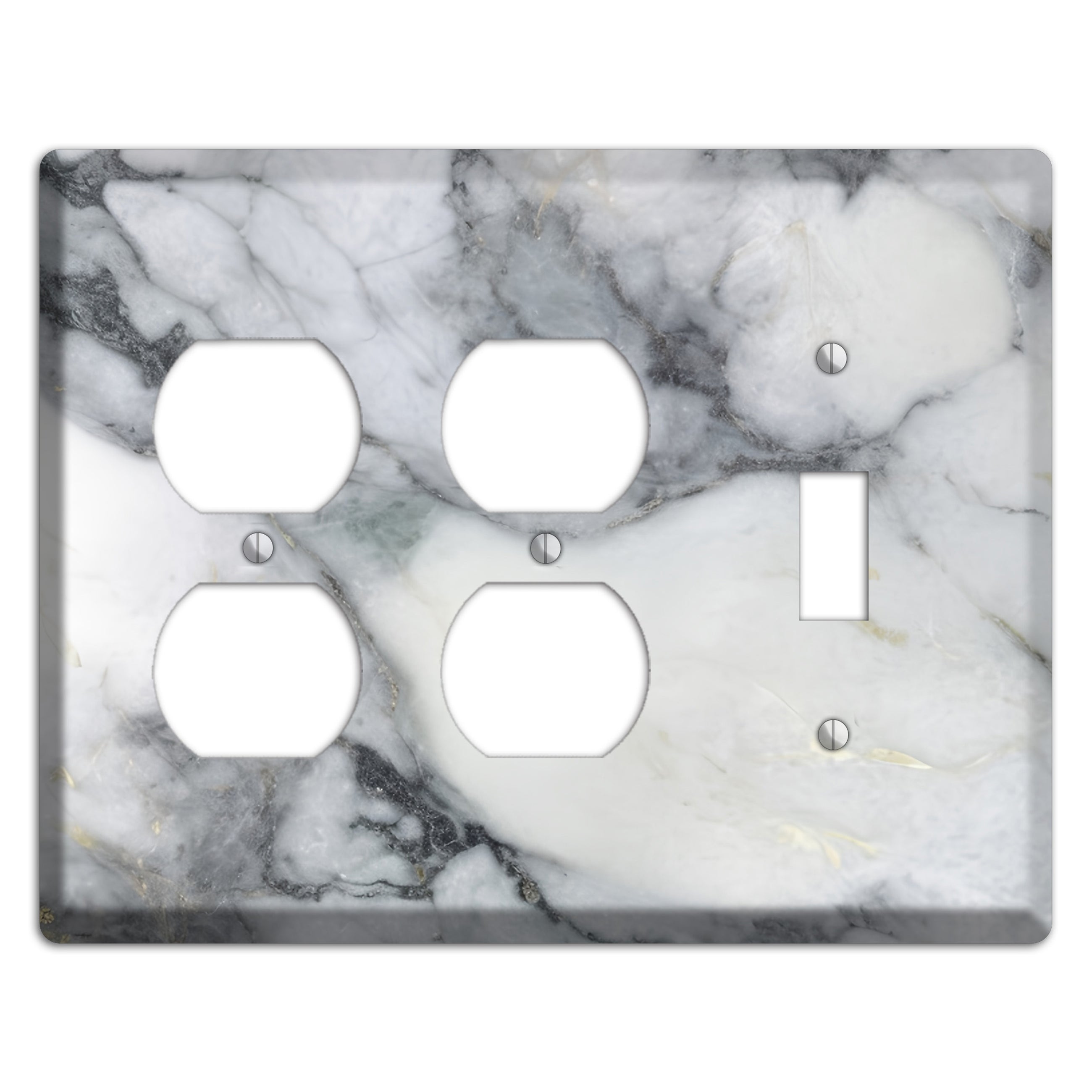 White and Grey Marble 2 Duplex / Toggle Wallplate