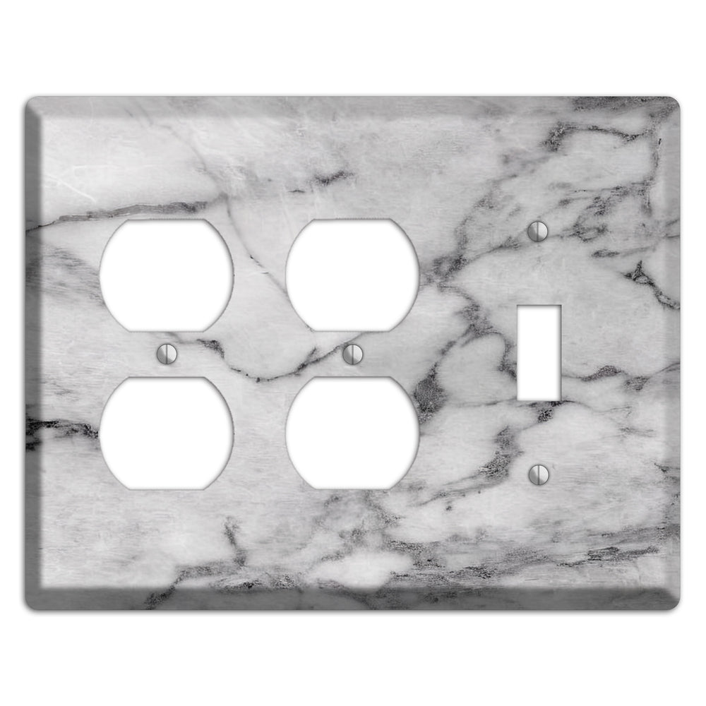 Gray and White Marble 2 Duplex / Toggle Wallplate