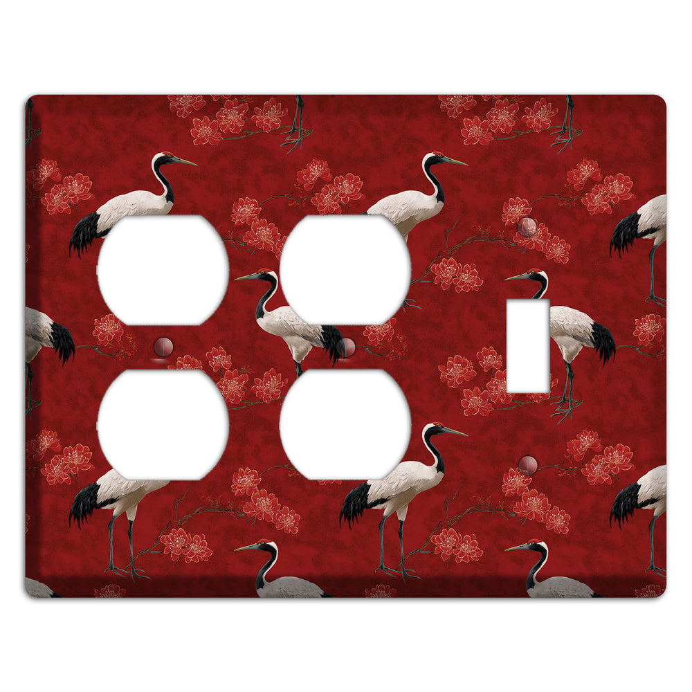 Vermillion Crane Bloom 2 Duplex / Toggle Wallplate