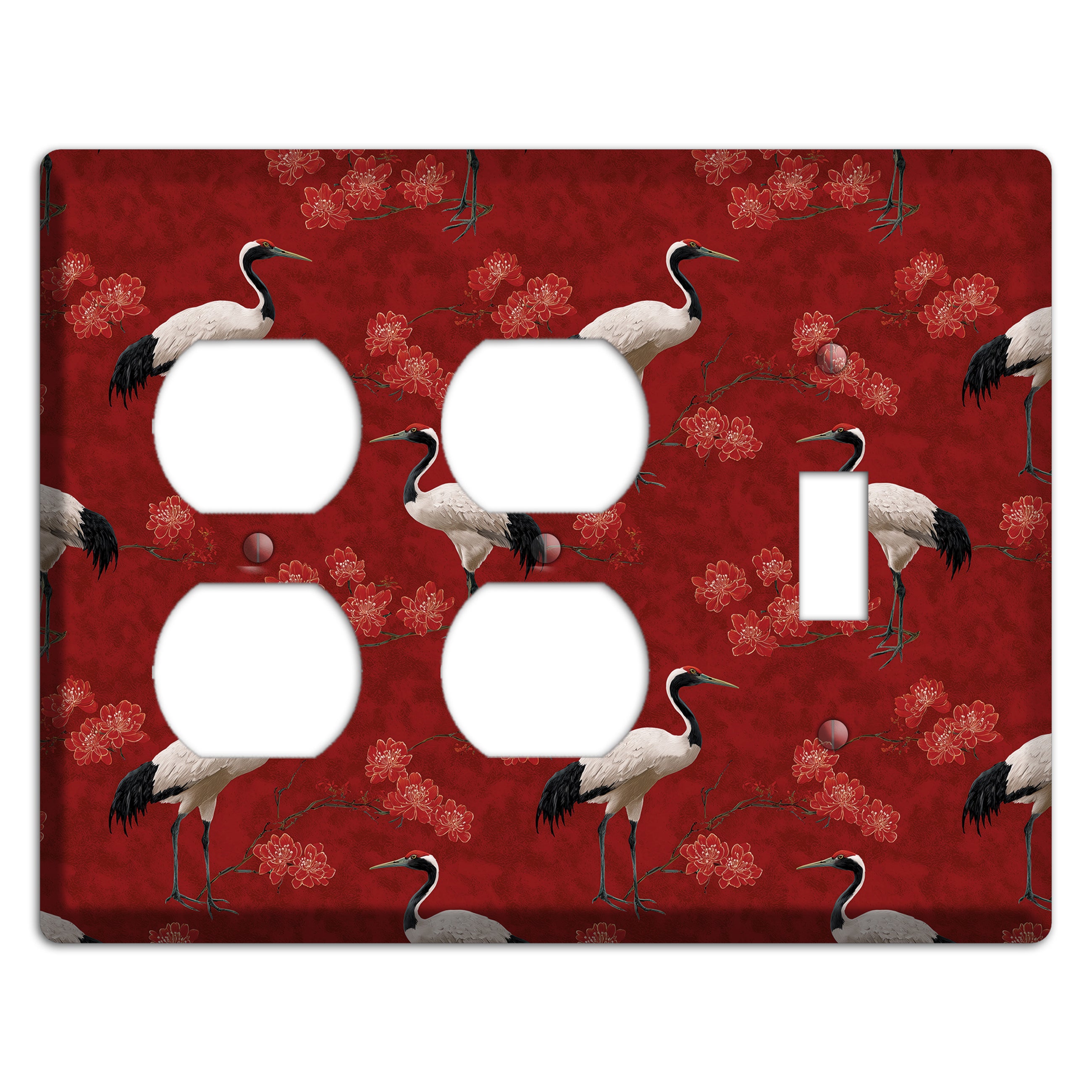 Vermillion Crane Bloom 2 Duplex / Toggle Wallplate