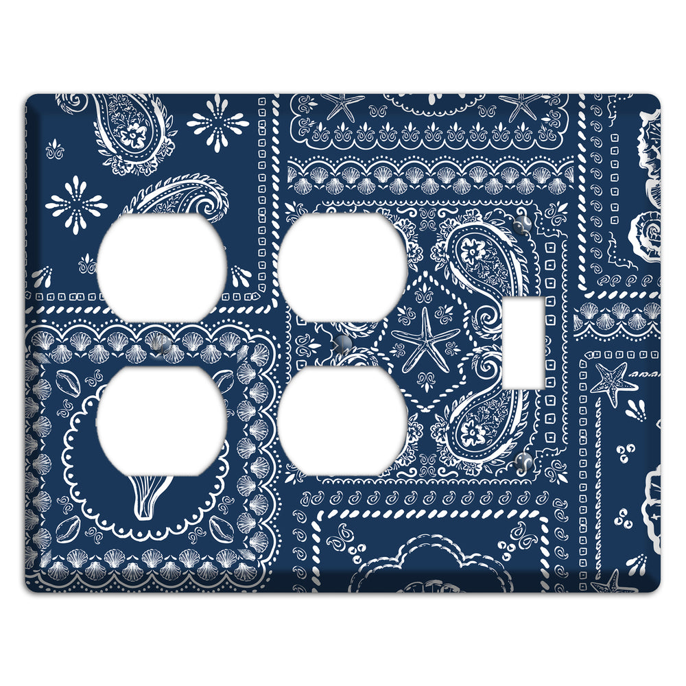 Navy Paisley Patchwork 2 Duplex / Toggle Wallplate