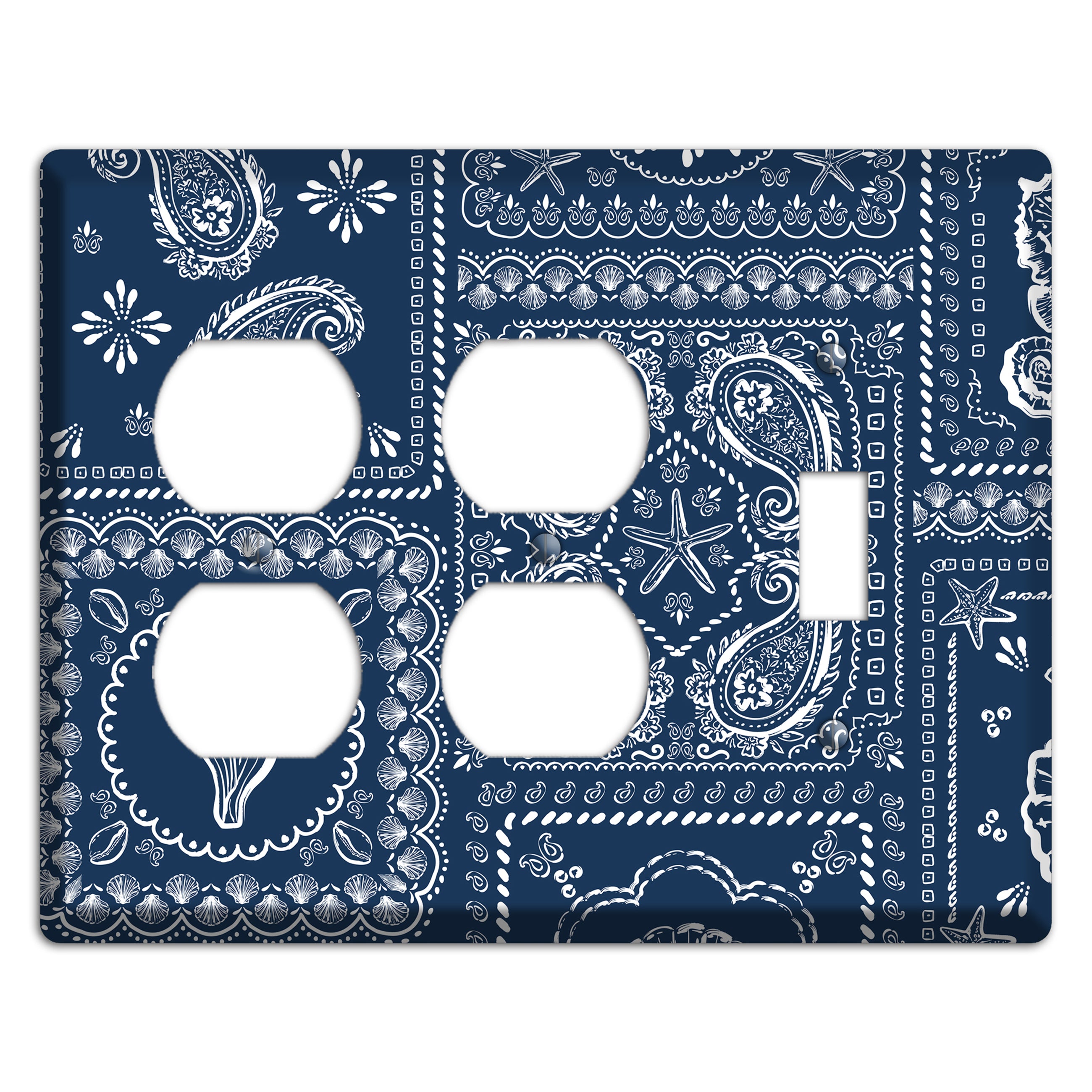 Navy Paisley Patchwork 2 Duplex / Toggle Wallplate