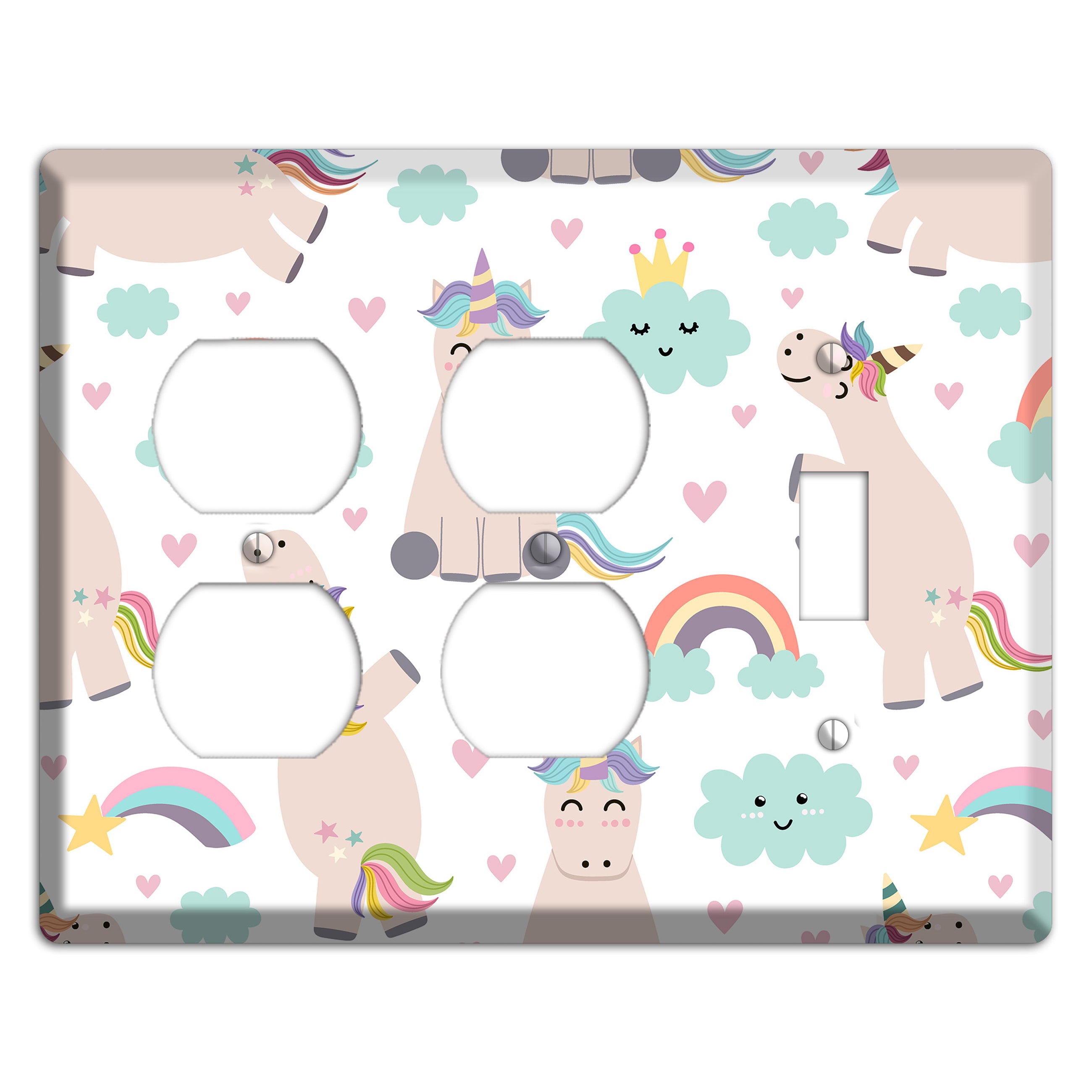 Rainbow Cloud Herd 2 Duplex / Toggle Wallplate