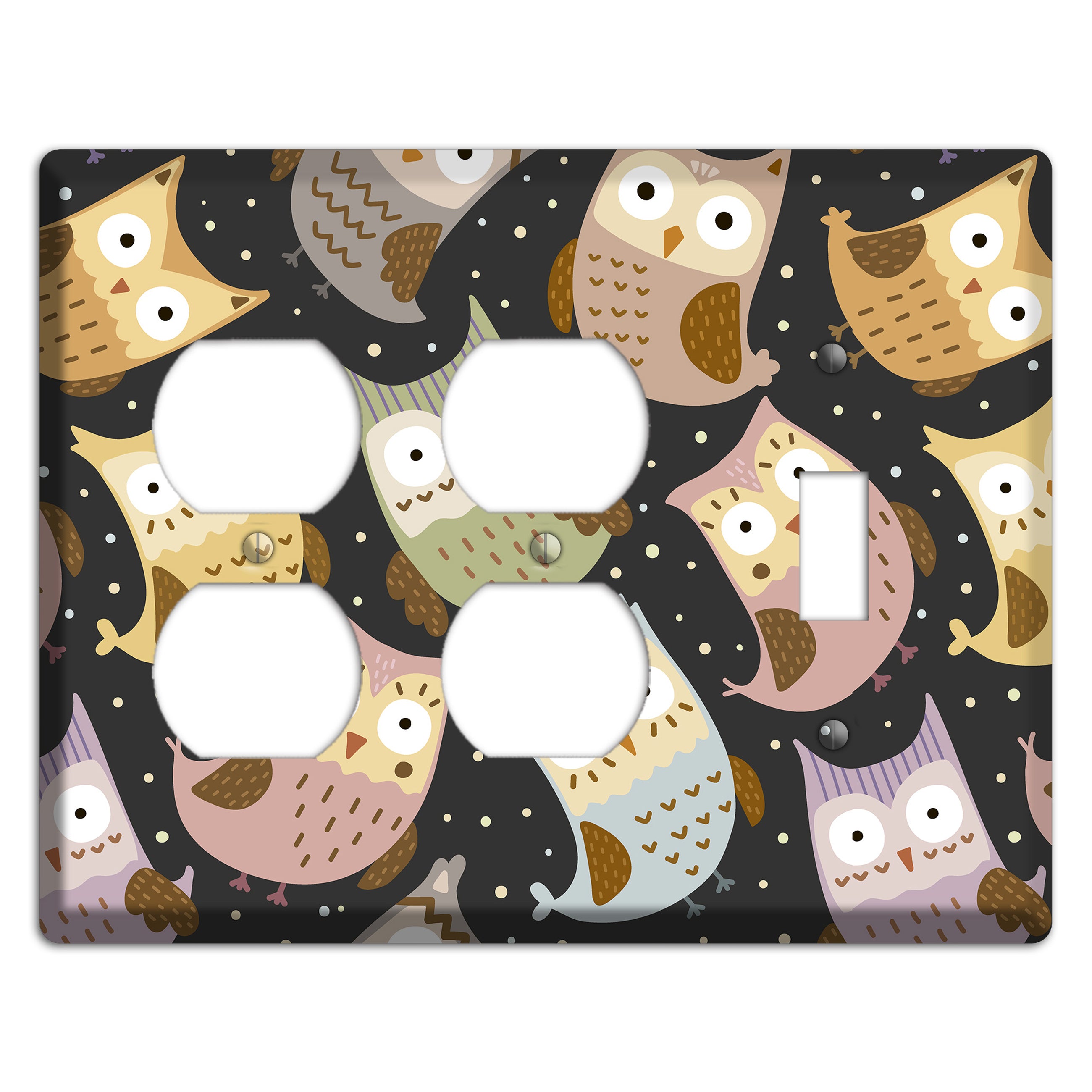 Sleepy Owls (Charcoal) 2 Duplex / Toggle Wallplate
