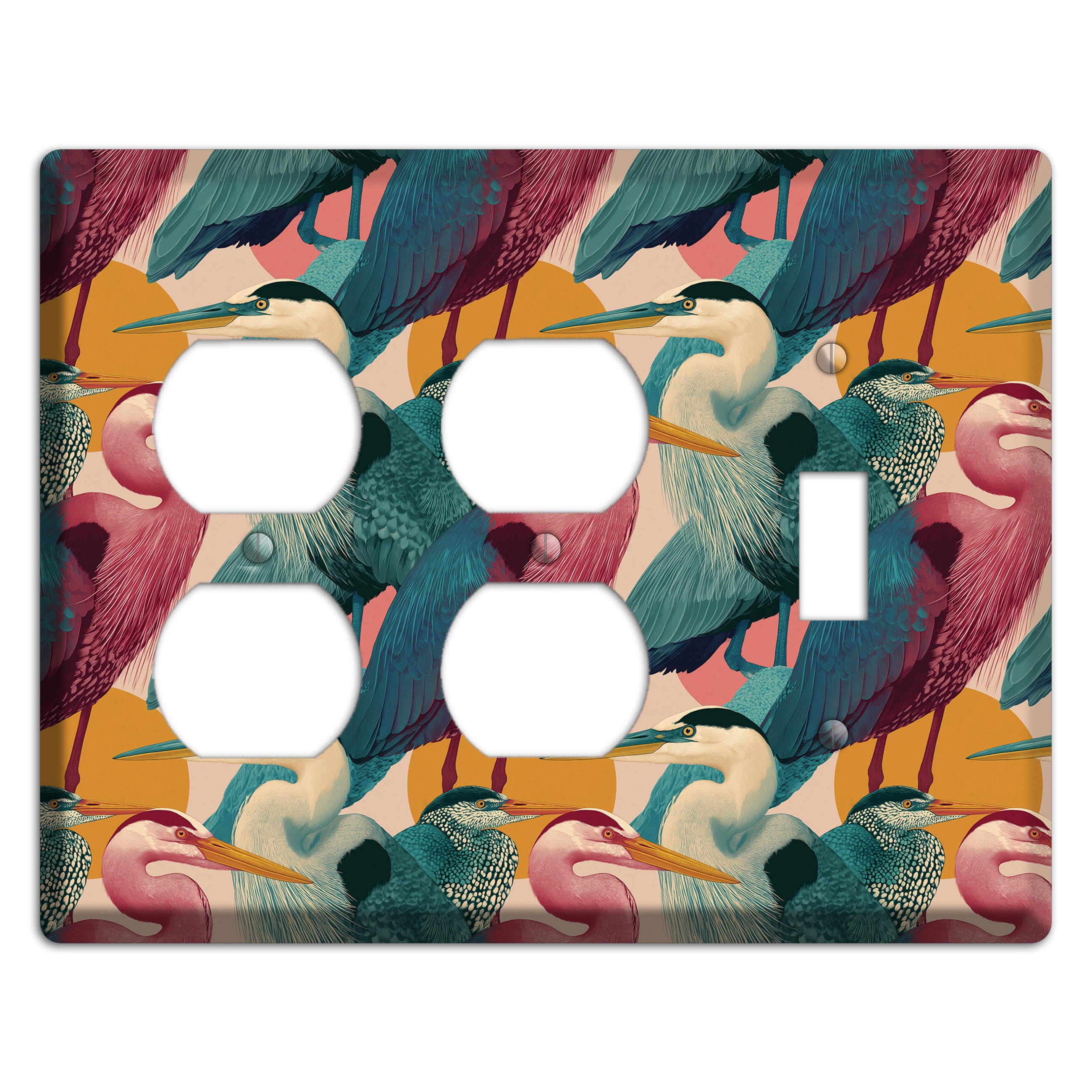 Teal Heron Mosaic 2 Duplex / Toggle Wallplate