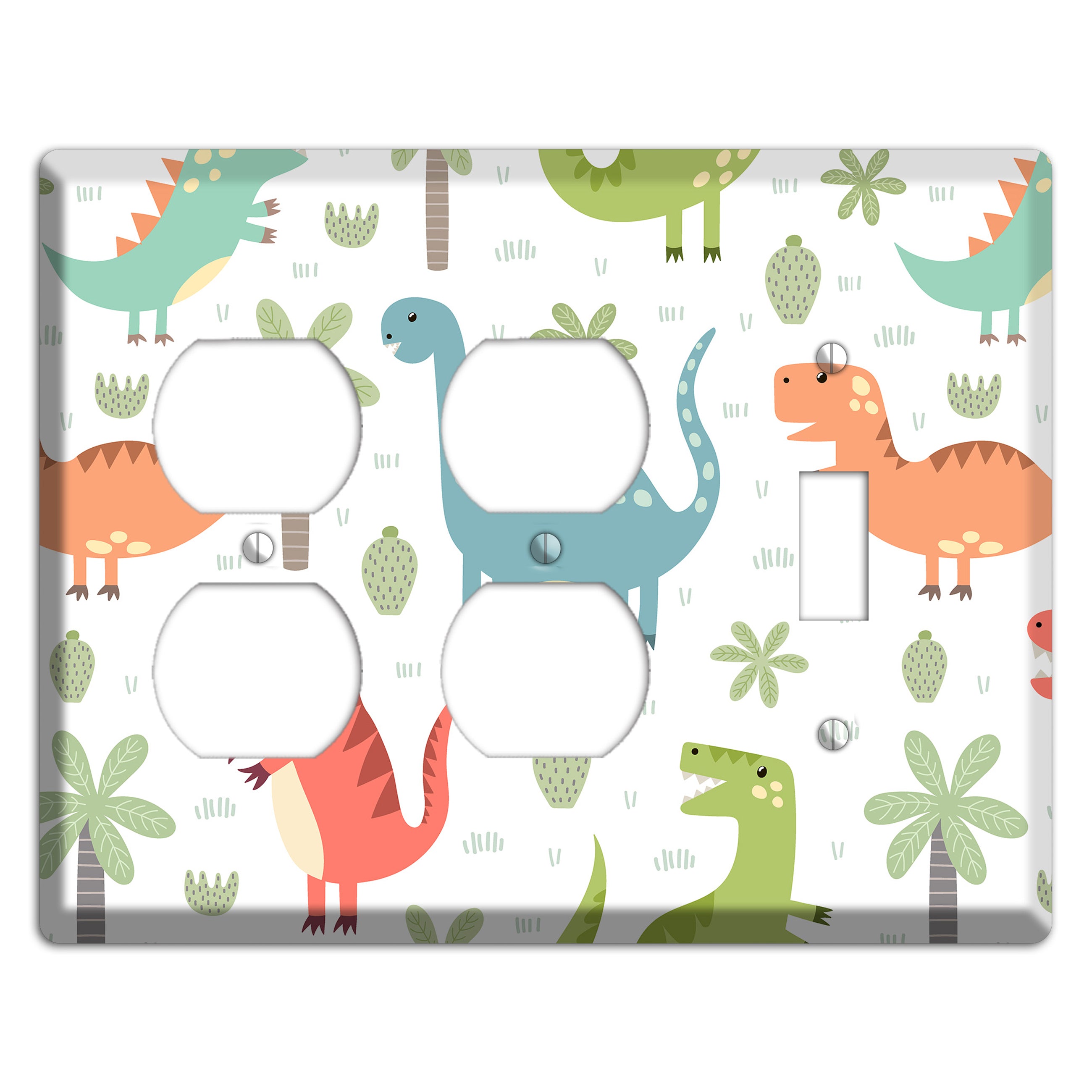 Jurassic Pals (Pastel) 2 Duplex / Toggle Wallplate