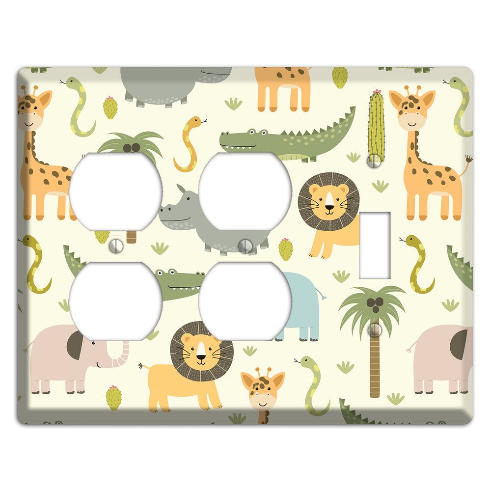 Jungle Friends (Cream) 2 Duplex / Toggle Wallplate