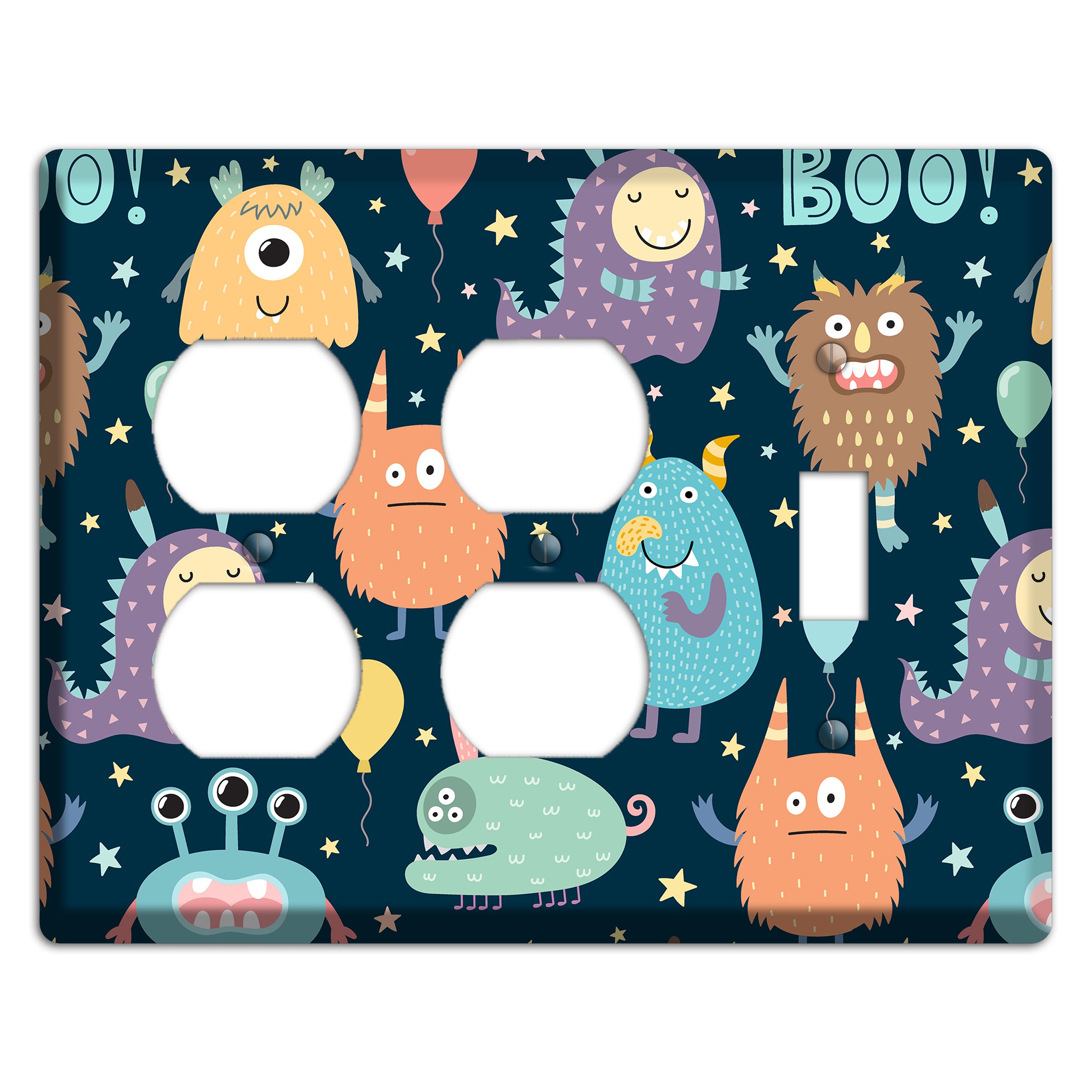 Monster Parade (Navy) 2 Duplex / Toggle Wallplate