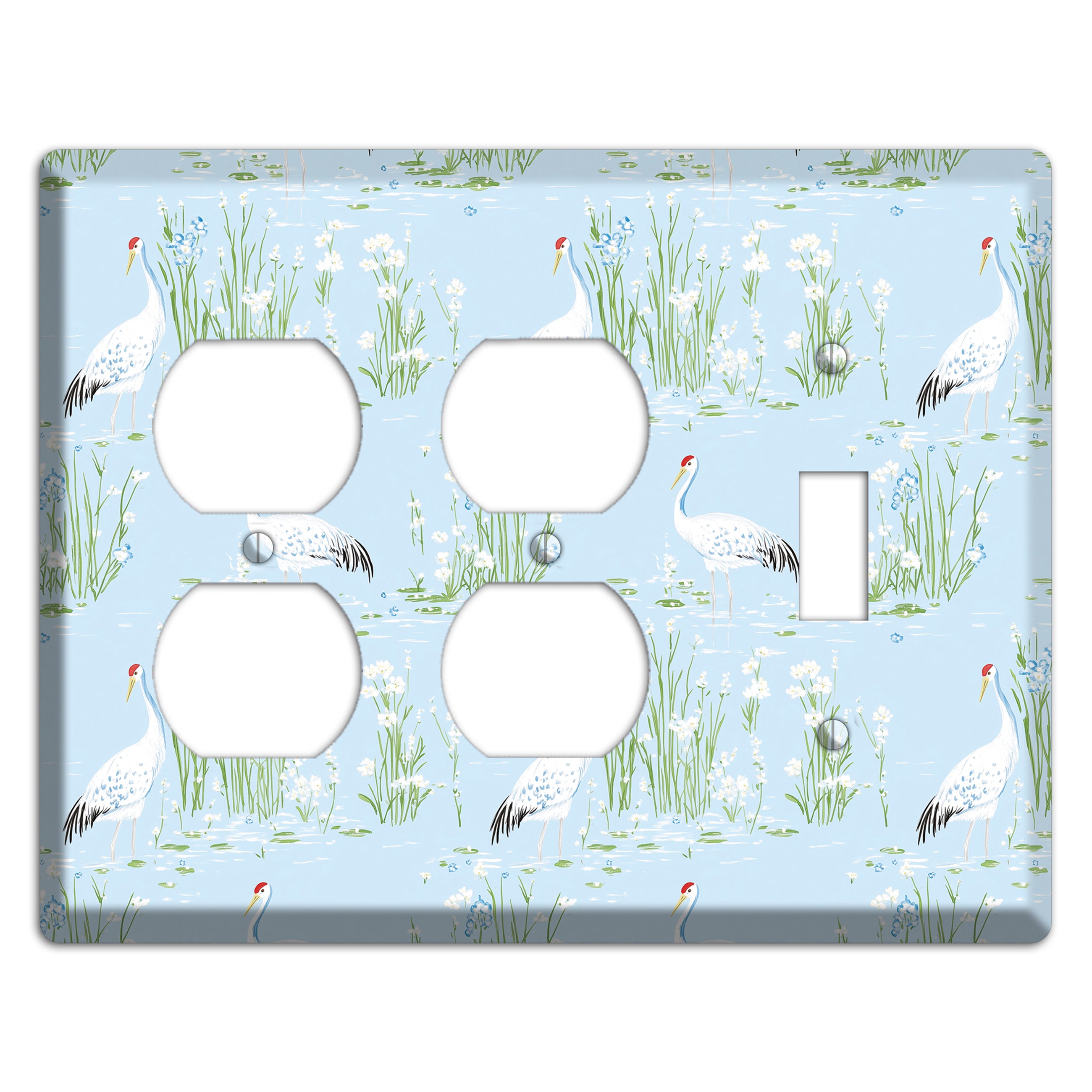 Azure Crane Sanctuary 2 Duplex / Toggle Wallplate