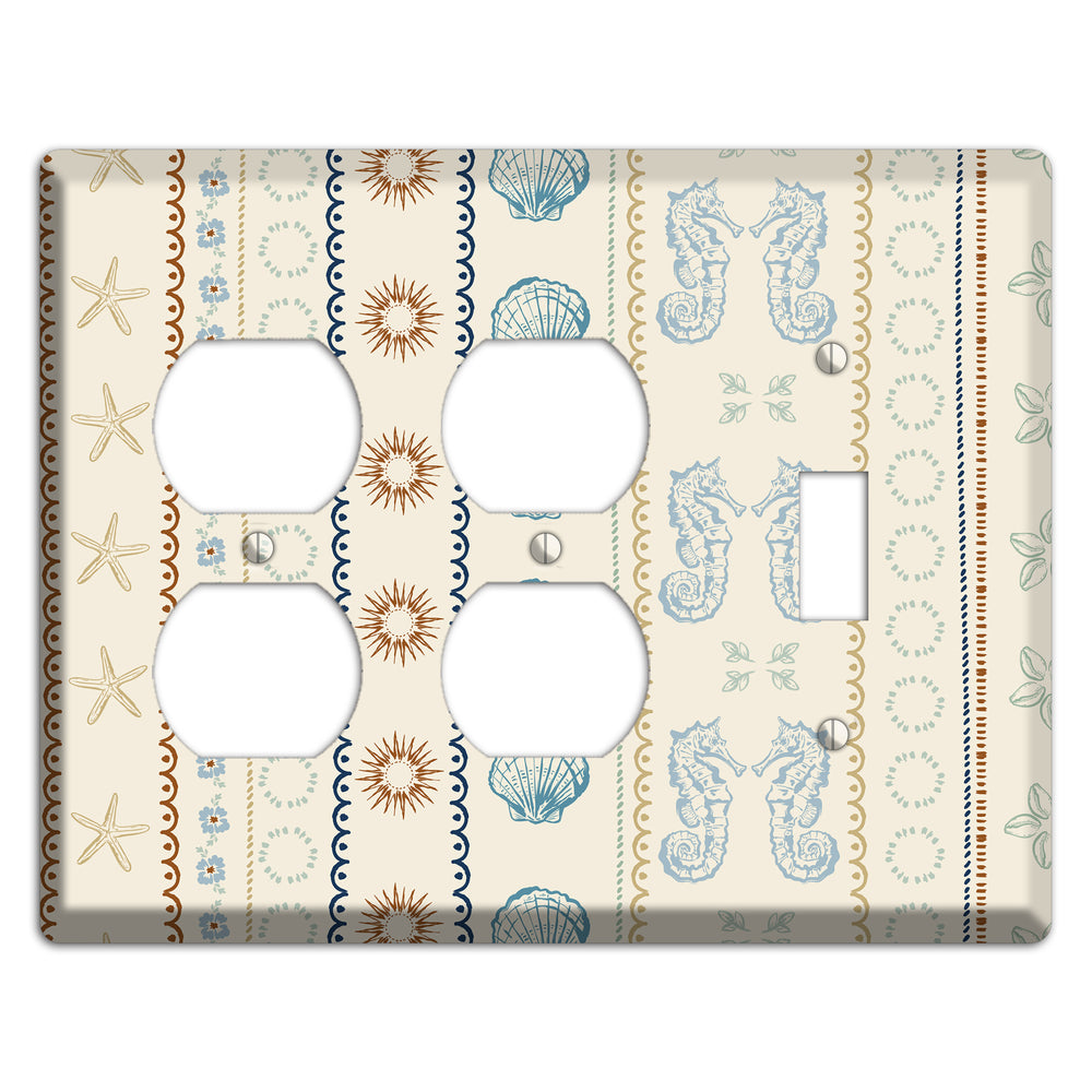 Ivory Seahorse Stripe 2 Duplex / Toggle Wallplate