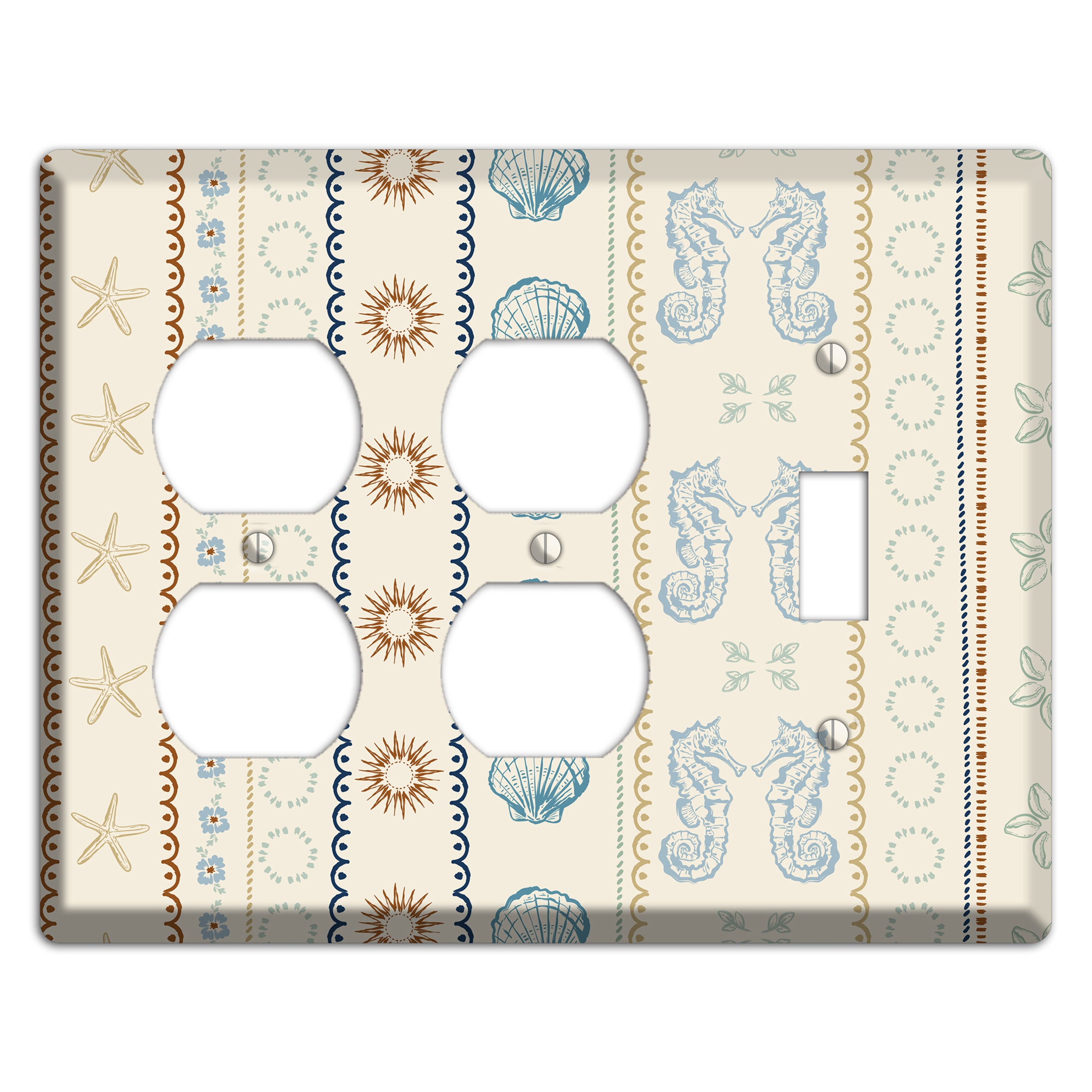 Ivory Seahorse Stripe 2 Duplex / Toggle Wallplate