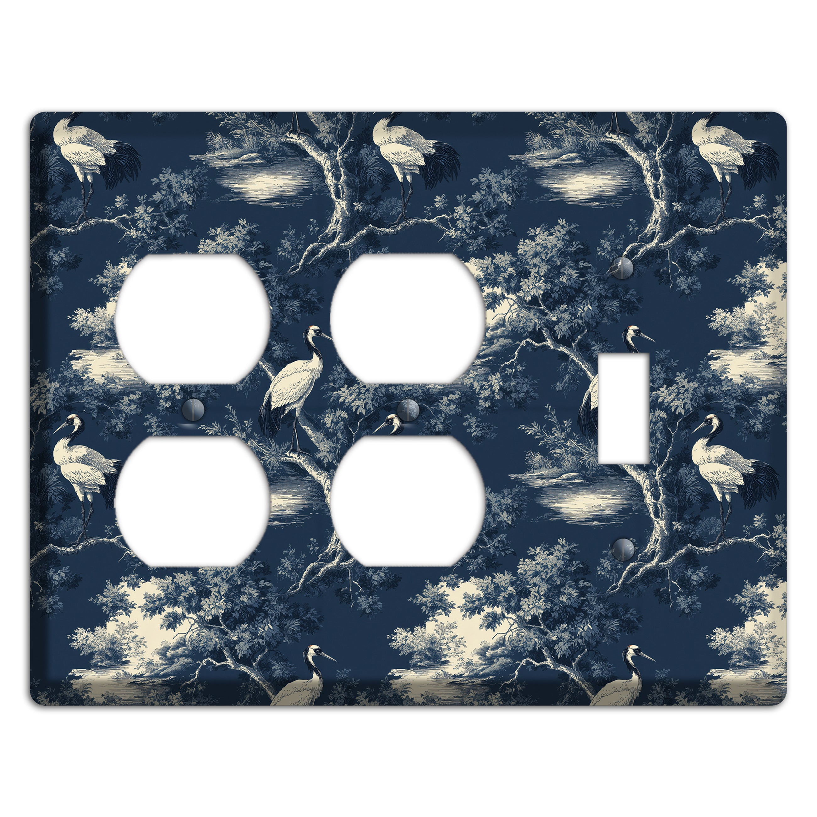 Midnight Crane Toile 2 Duplex / Toggle Wallplate