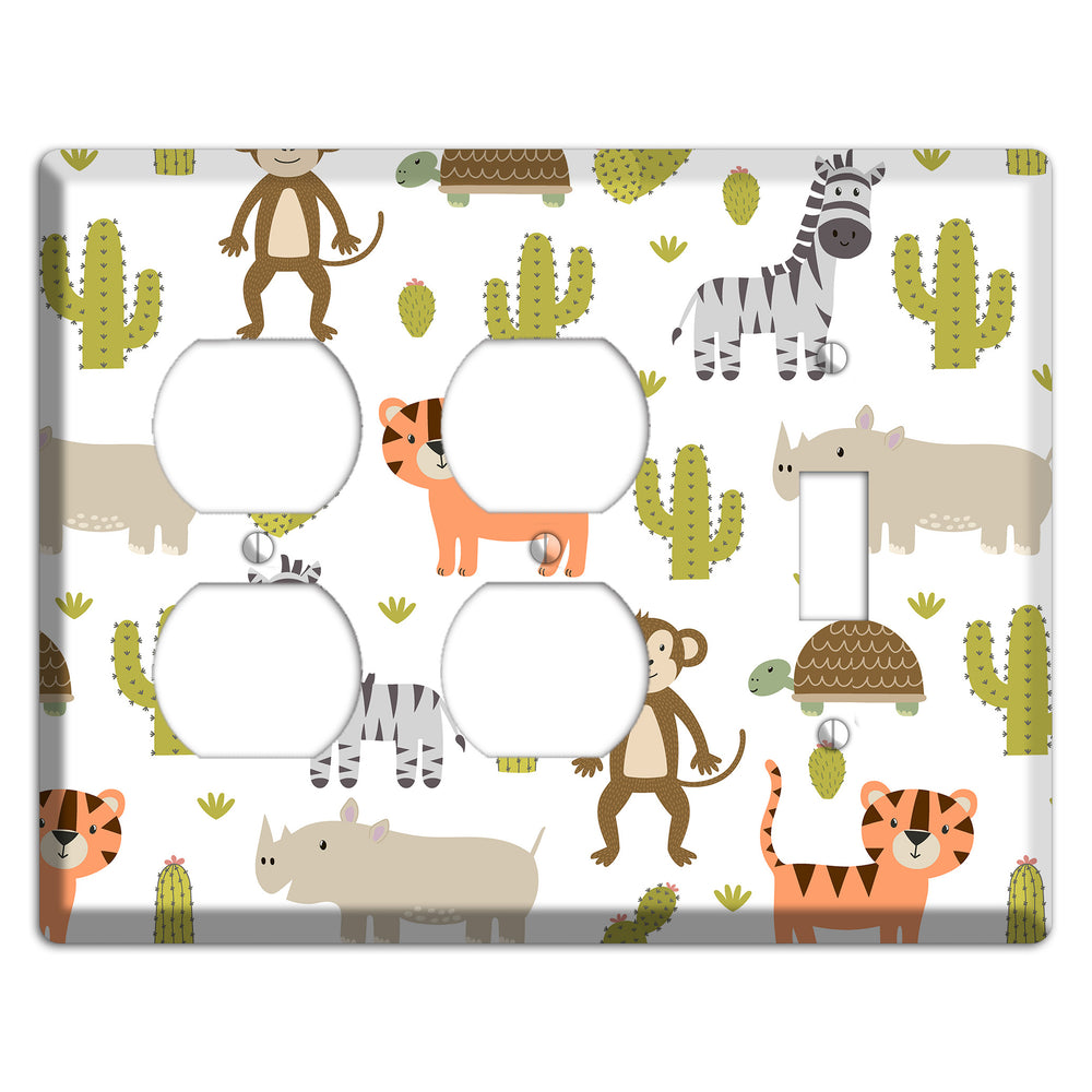 Safari Critters (White) 2 Duplex / Toggle Wallplate
