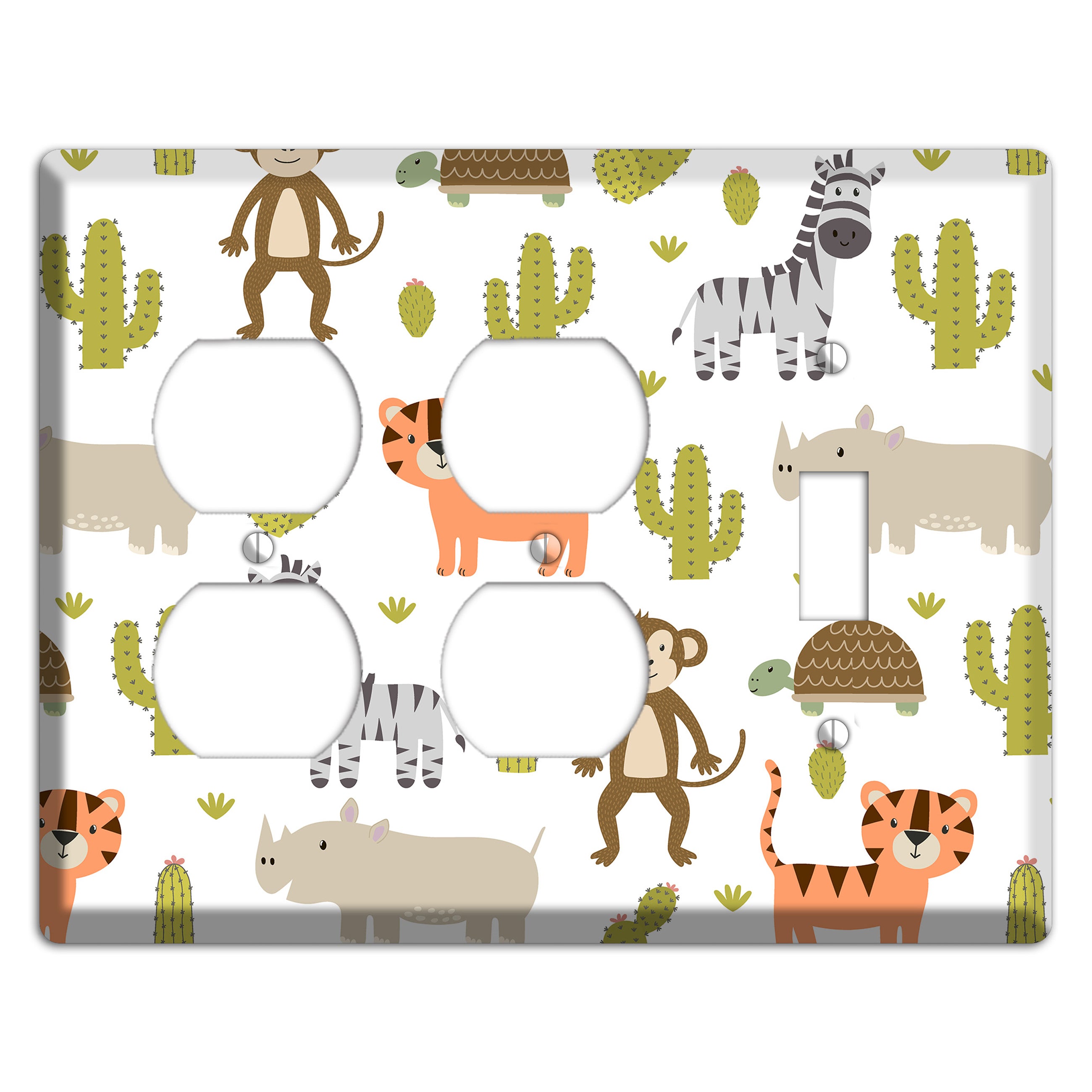 Safari Critters (White) 2 Duplex / Toggle Wallplate