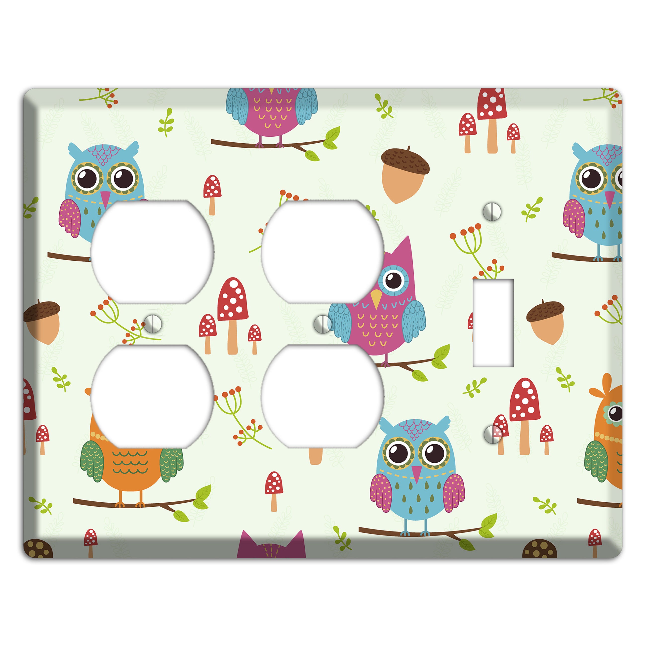 Forest Owls (Mint) 2 Duplex / Toggle Wallplate