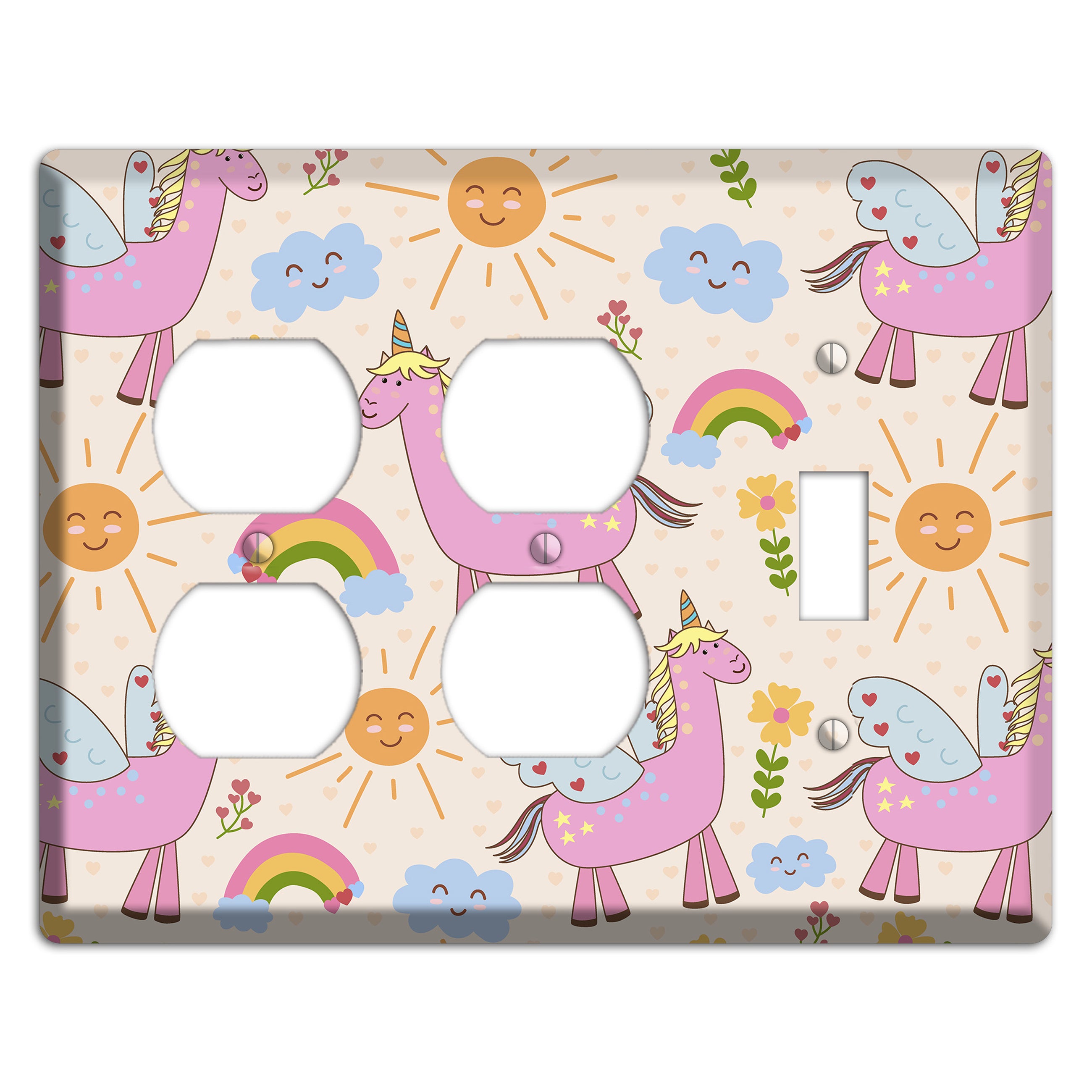 Magic Meadow (Peach) 2 Duplex / Toggle Wallplate