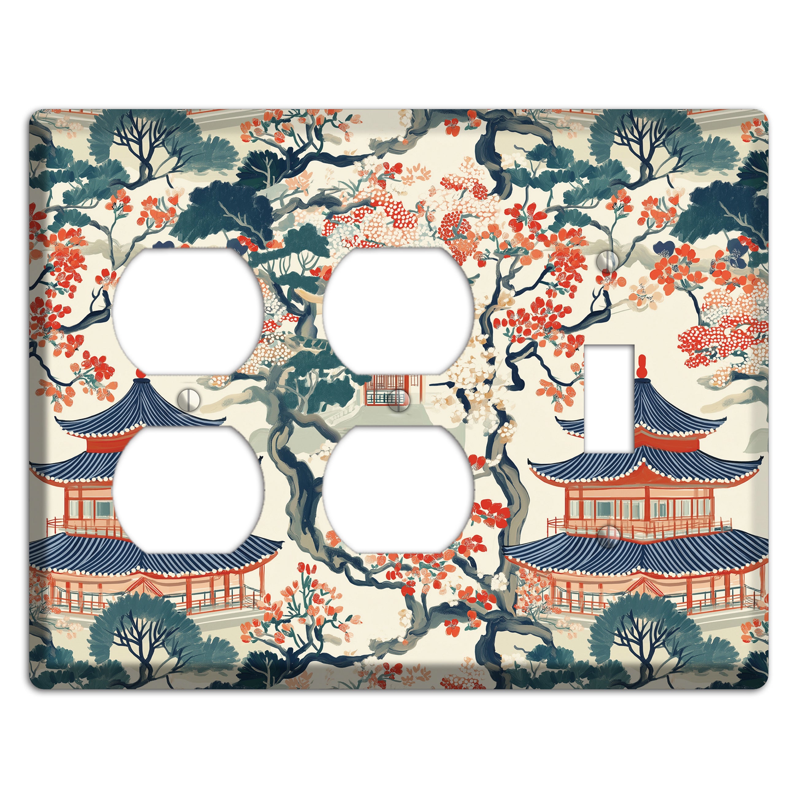 Blossom & Pagoda 2 Duplex / Toggle Wallplate