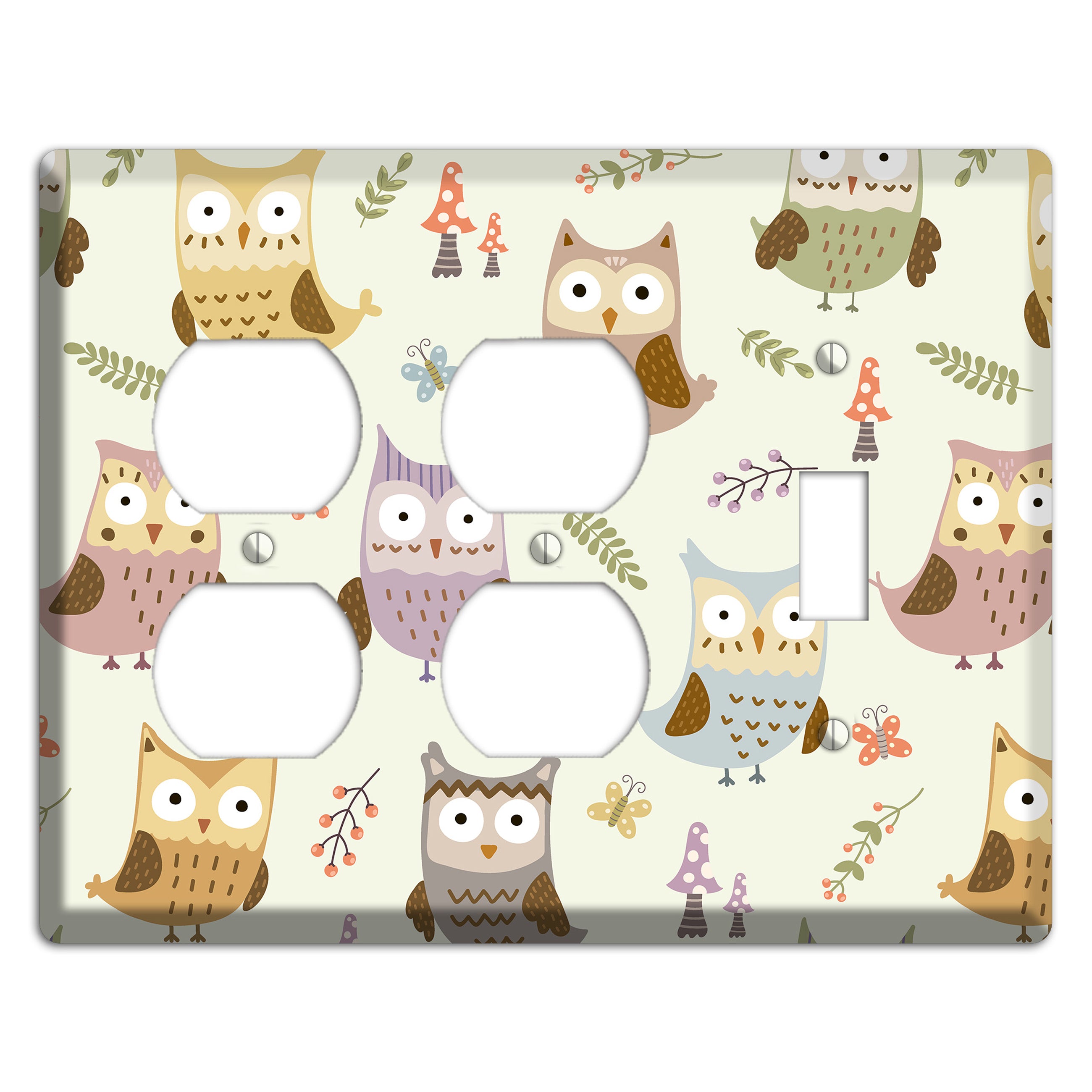 Sleepy Owls (Cream) 2 Duplex / Toggle Wallplate