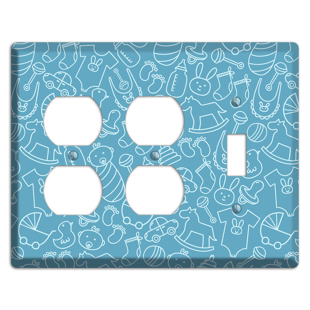 Line Art Baby Blue 2 Duplex / Toggle Wallplate